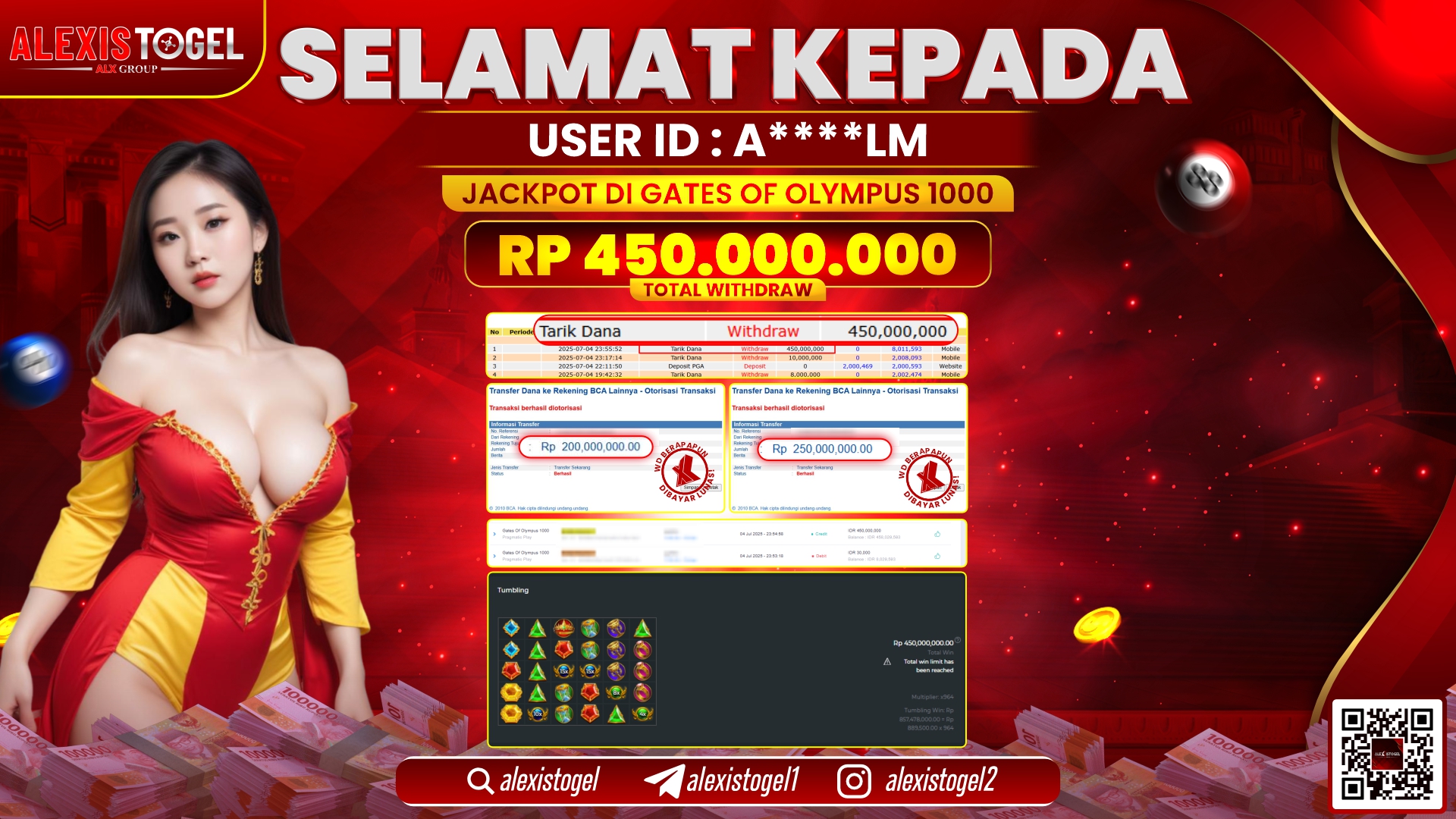 ALEXISTOGEL di SLOT GATES OF OLYMPUS RP.450.000.000 LUNAS