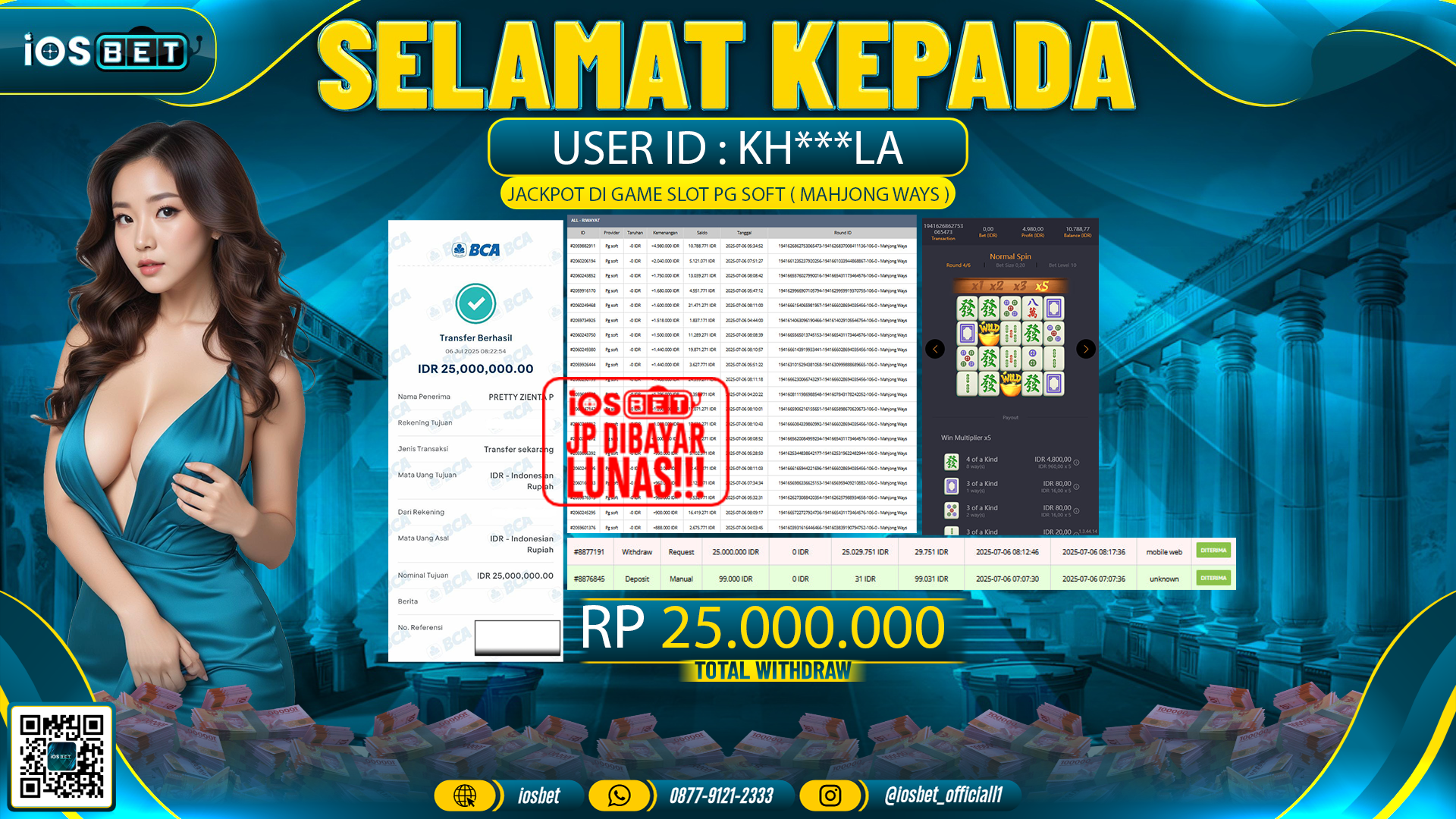 Bukti Pembayaran LUNAS SLOT GAME GACOR  Rp.25.000.000