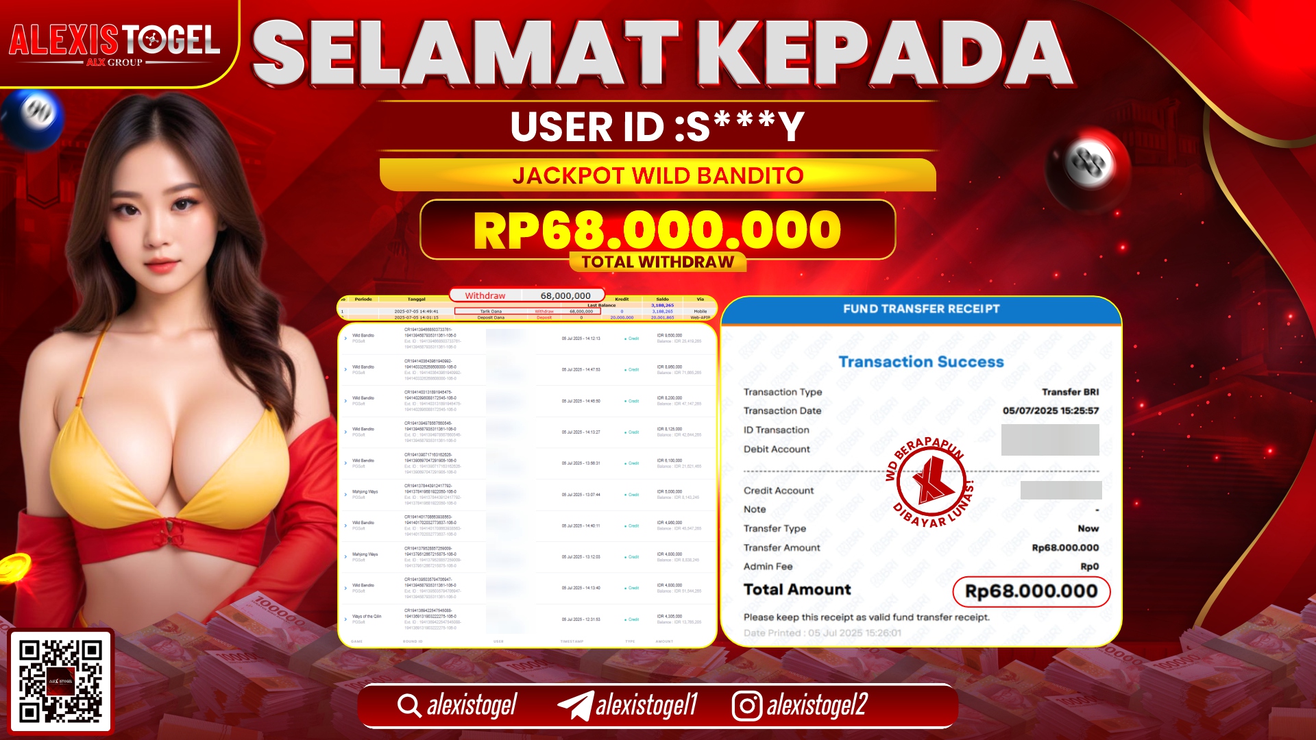 ALEXISTOGEL di SLOT WILD BANDITO RP.68.000.000 LUNAS