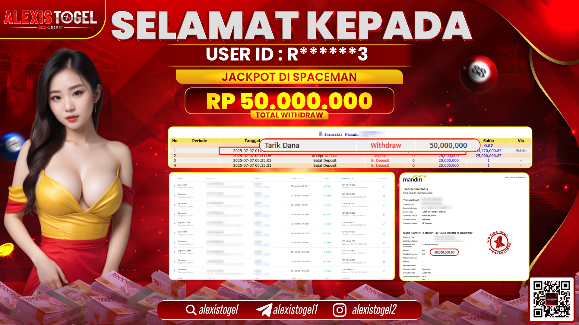 ALEXISTOGEL di SLOT SPACEMAN RP.50.000.000 LUNAS