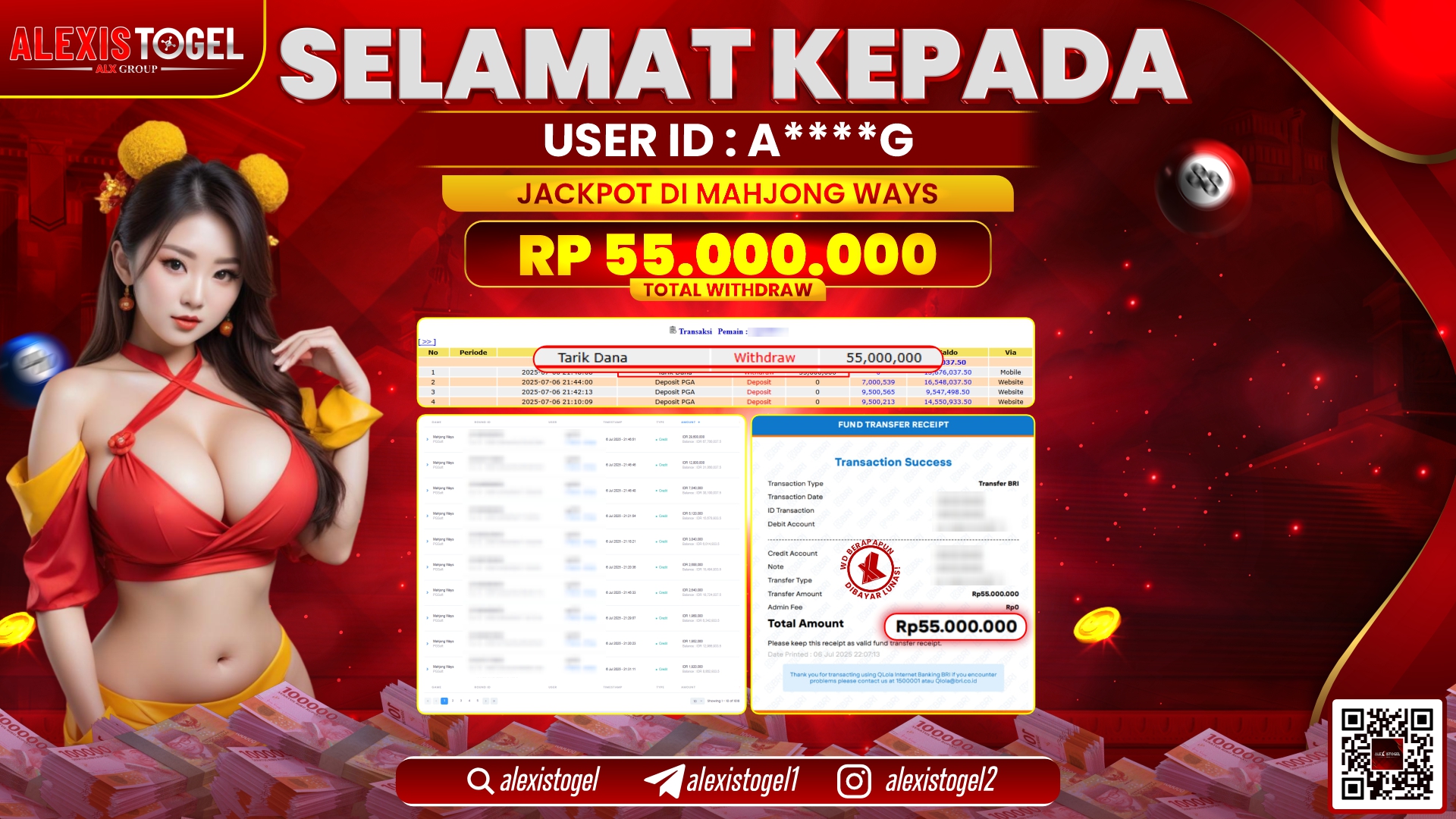 ALEXISTOGEL di SLOT MAHJONG WAYS RP.55.000.000 LUNAS