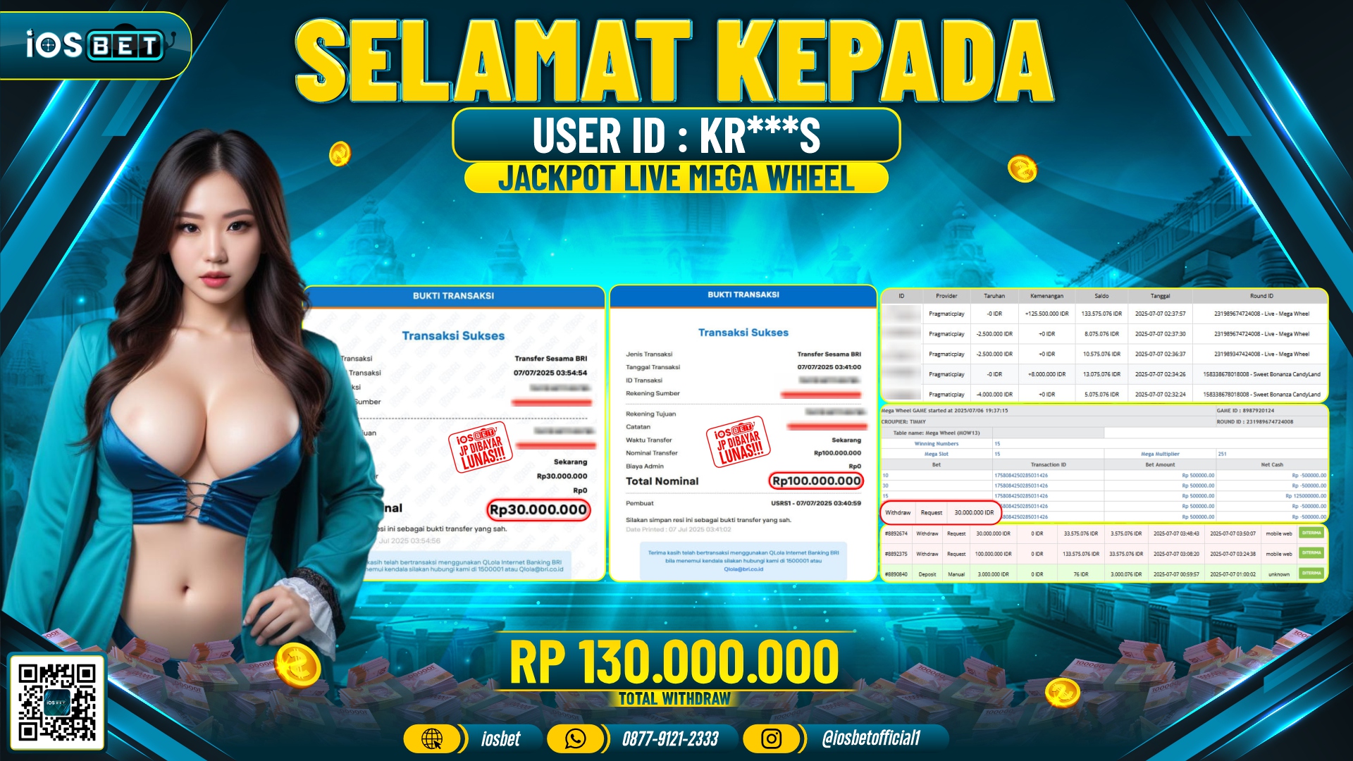 Bukti Pembayaran LUNAS LIVE GAME GACOR  Rp.130.000.000