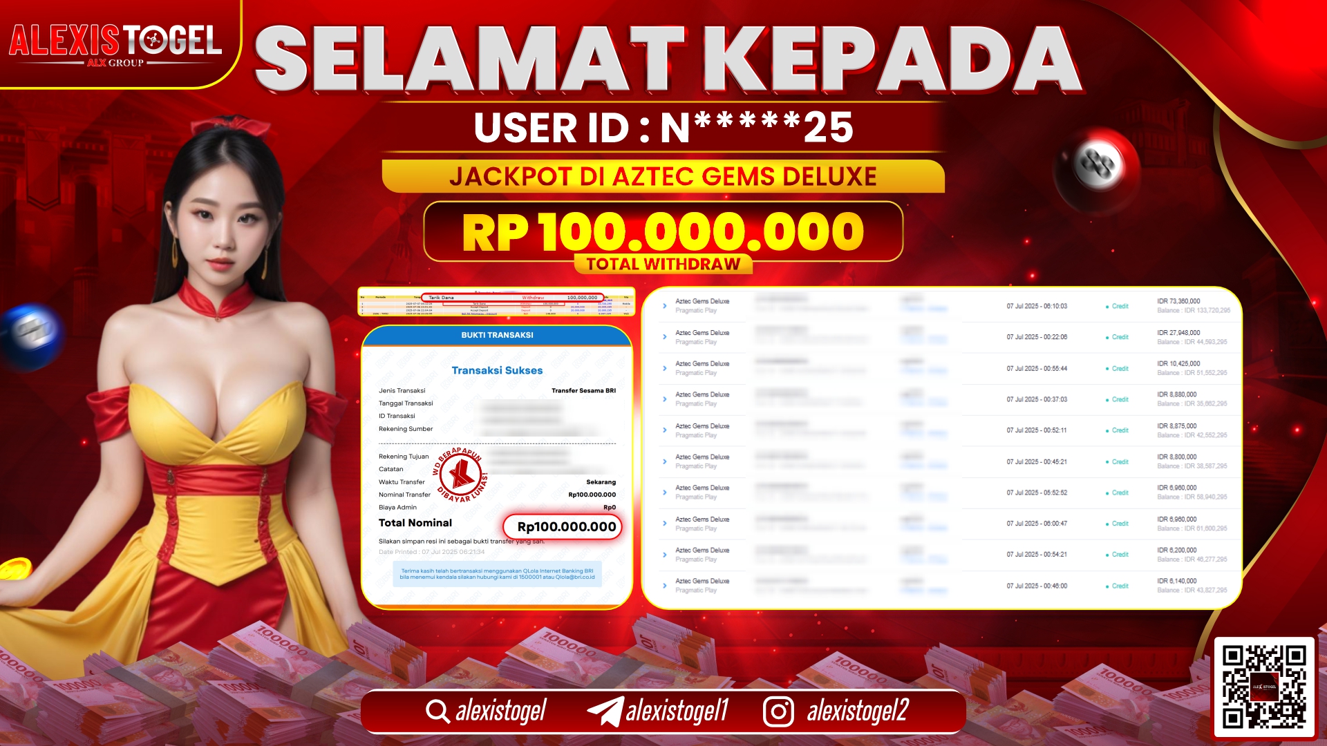 ALEXISTOGEL di SLOT AZTEC GEMS RP.100.000.000 LUNAS