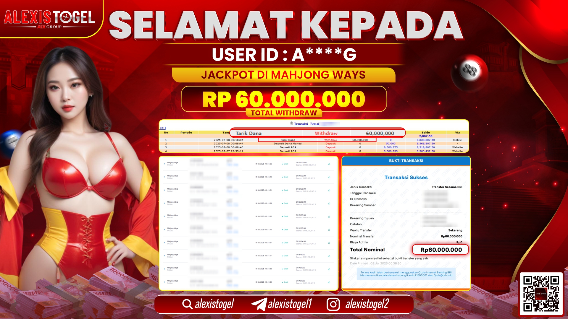 ALEXISTOGEL di SLOT MAHJONG WAYS RP.60.000.000 LUNAS