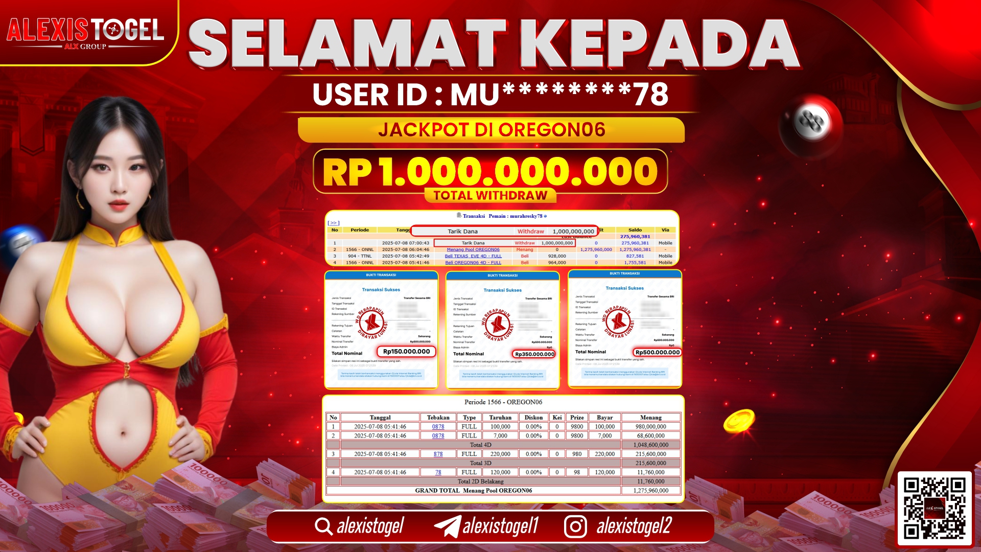 ALEXISTOGEL di TOGEL OREGON06 RP.1.000.000.000 LUNAS