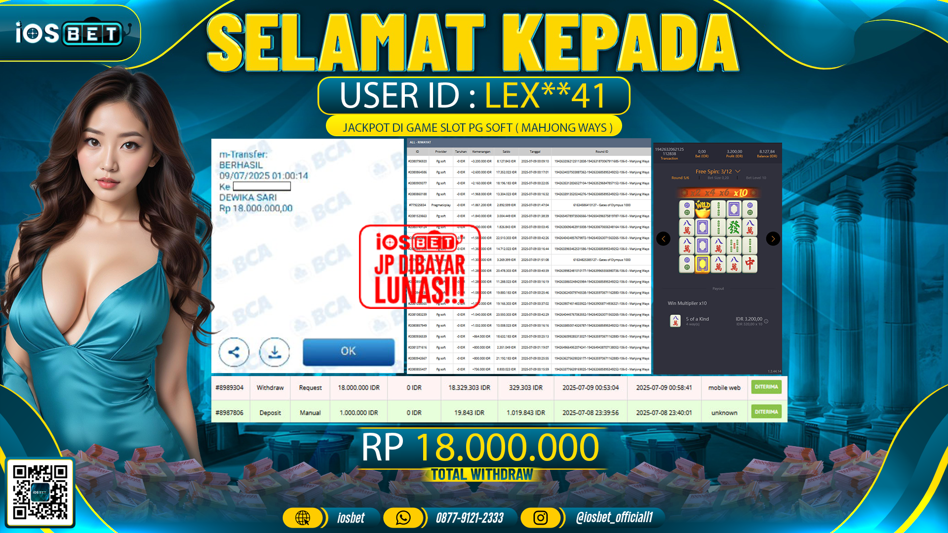 Bukti Pembayaran LUNAS SLOT GAME GACOR  Rp.18.000.000