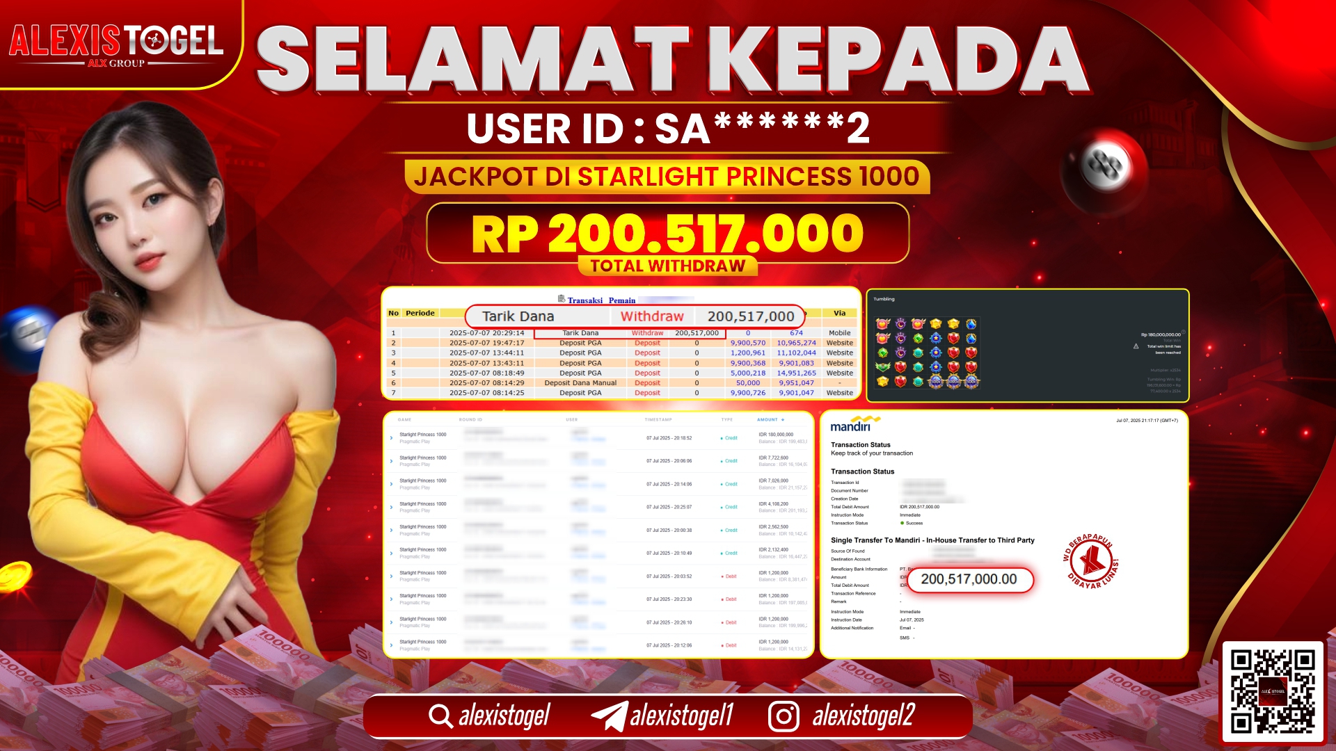 ALEXISTOGEL di SLOT STARLIGHT PRINCESS RP.200.517.000 LUNAS