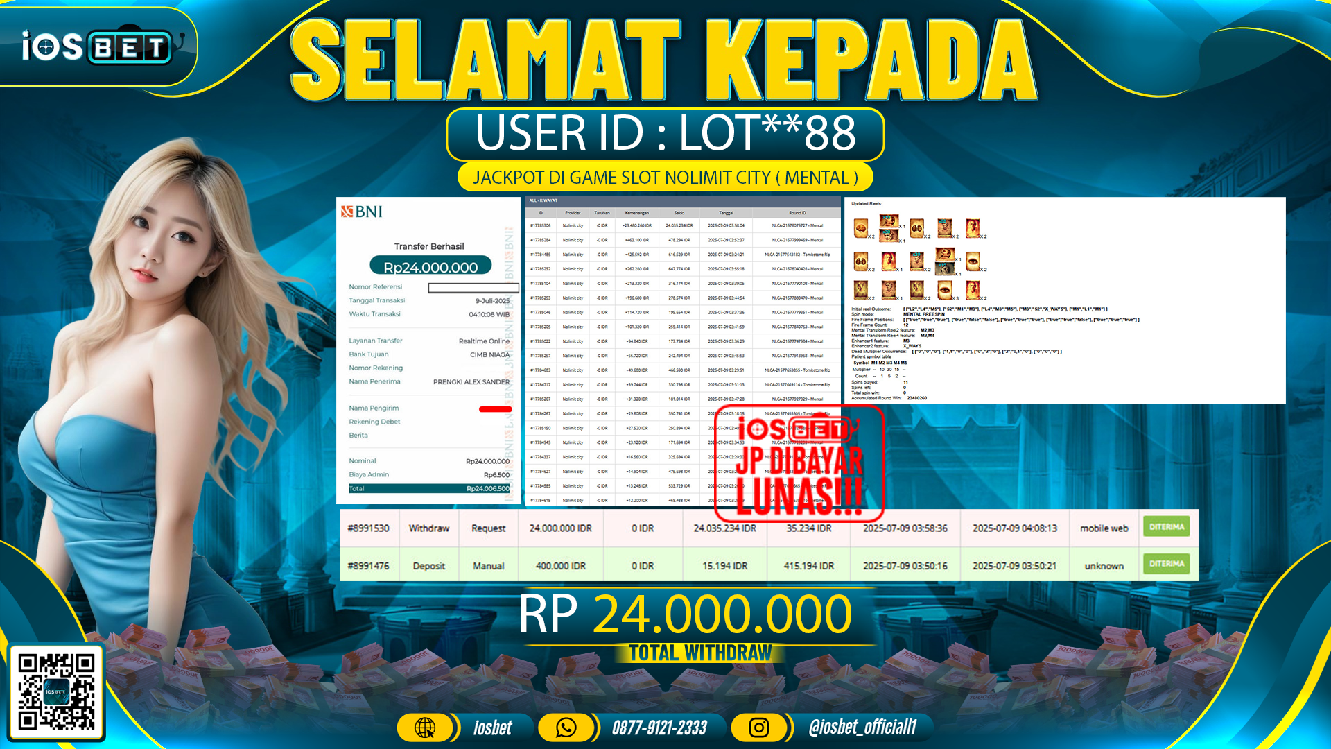 Bukti Pembayaran LUNAS SLOT GAME GACOR  Rp.24.000.000