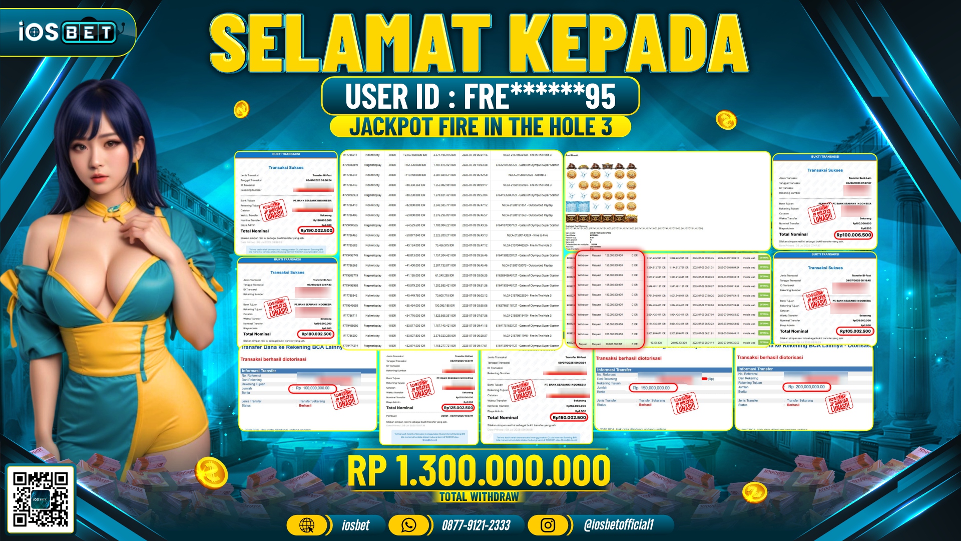 Bukti Pembayaran LUNAS SLOT GAME GACOR Rp.1.300.000.000