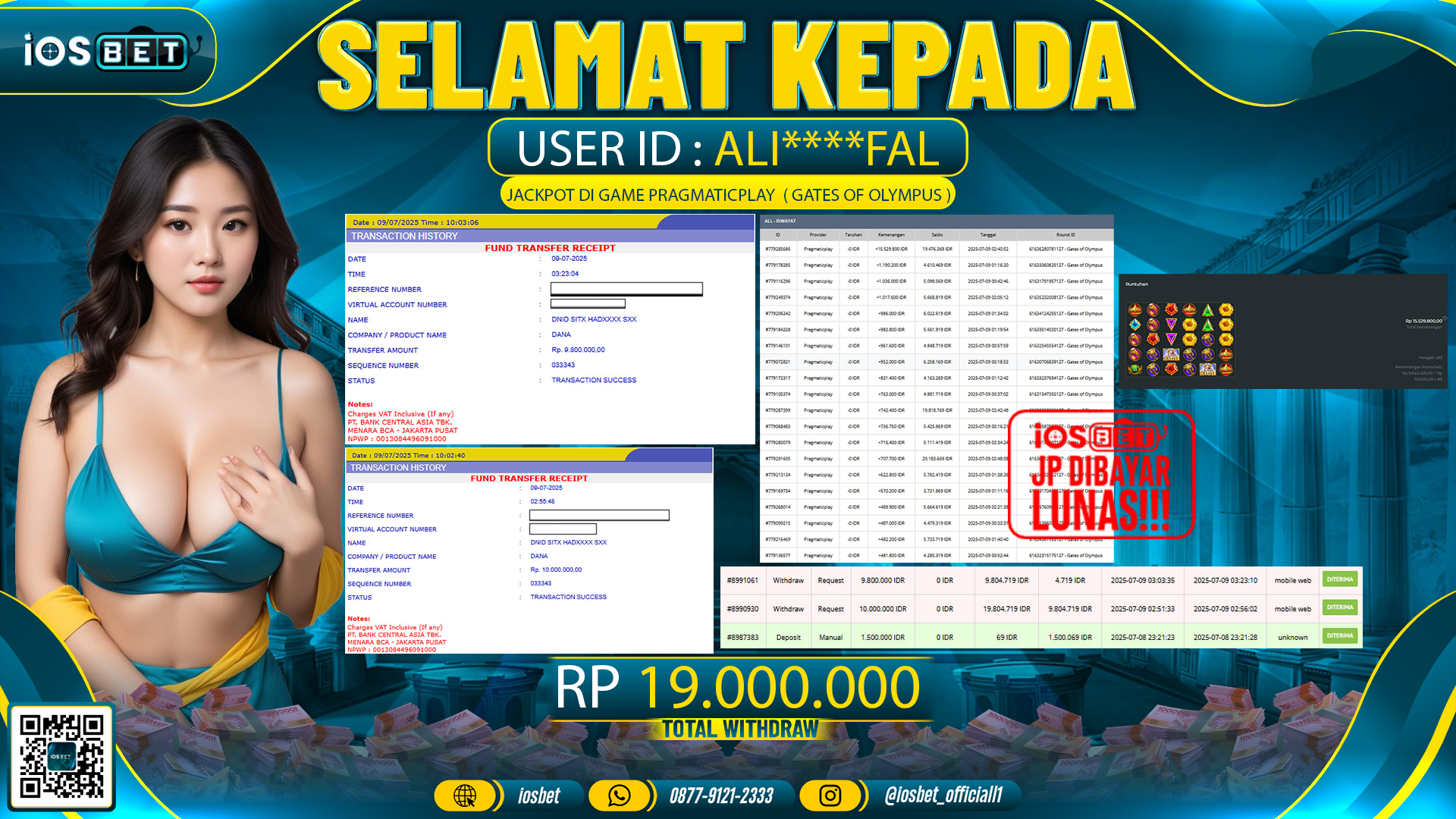 Bukti Pembayaran LUNAS SLOT GAME GACOR  Rp.19.000.000