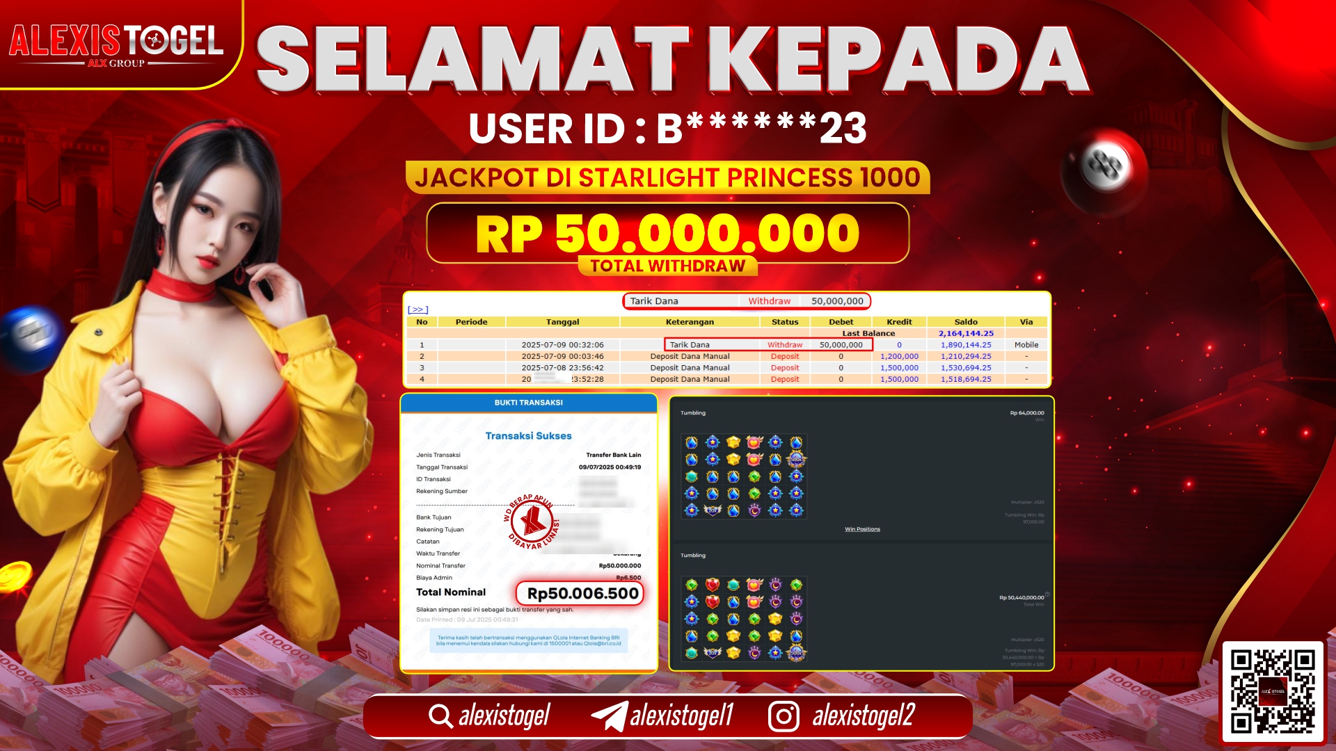 ALEXISTOGEL di SLOT STARLIGHT PRINCESS RP.50.000.000 LUNAS