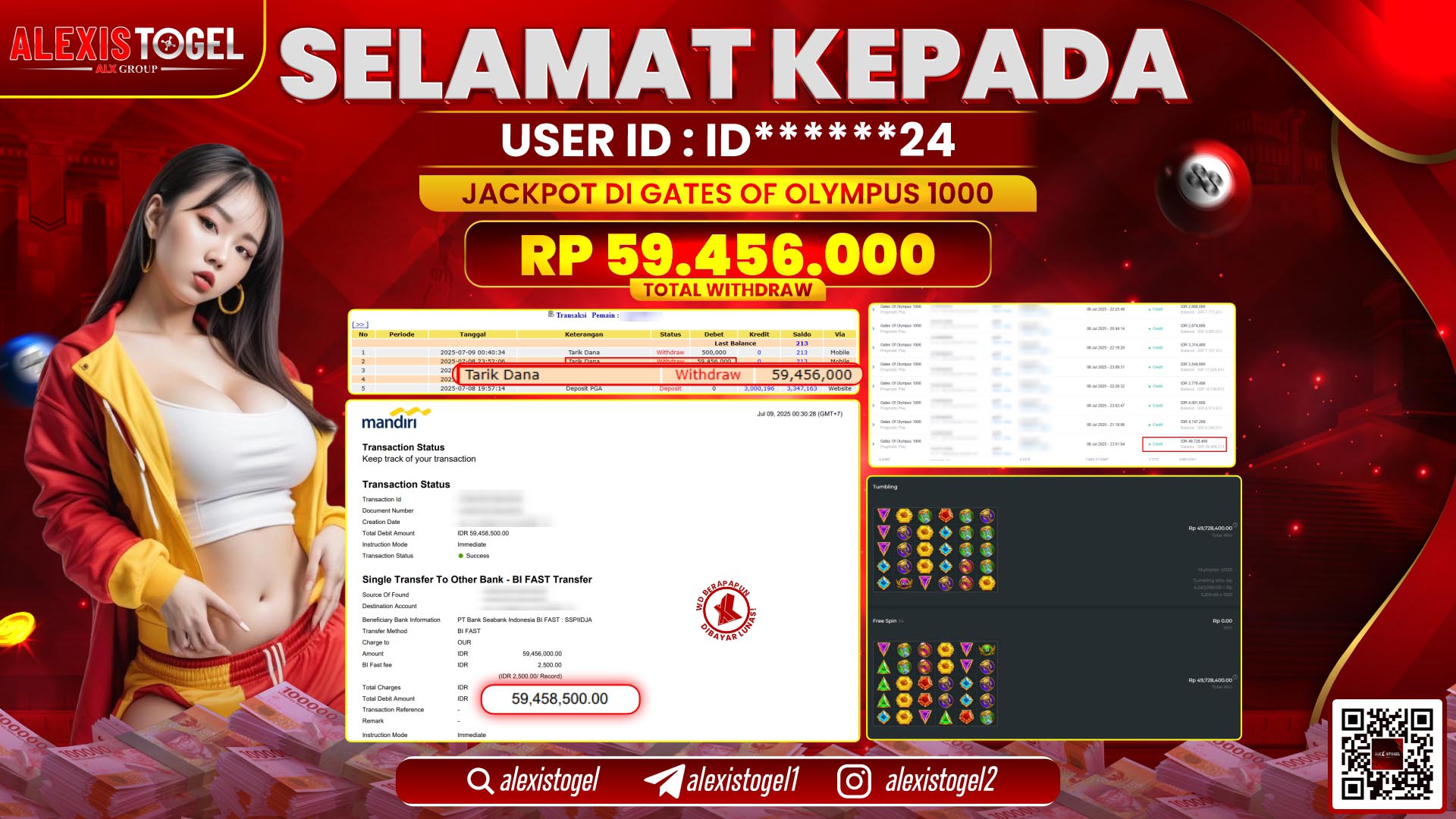 ALEXISTOGEL di SLOT GATES OF OLYMPUS 1000 RP.59.456.000 LUNAS