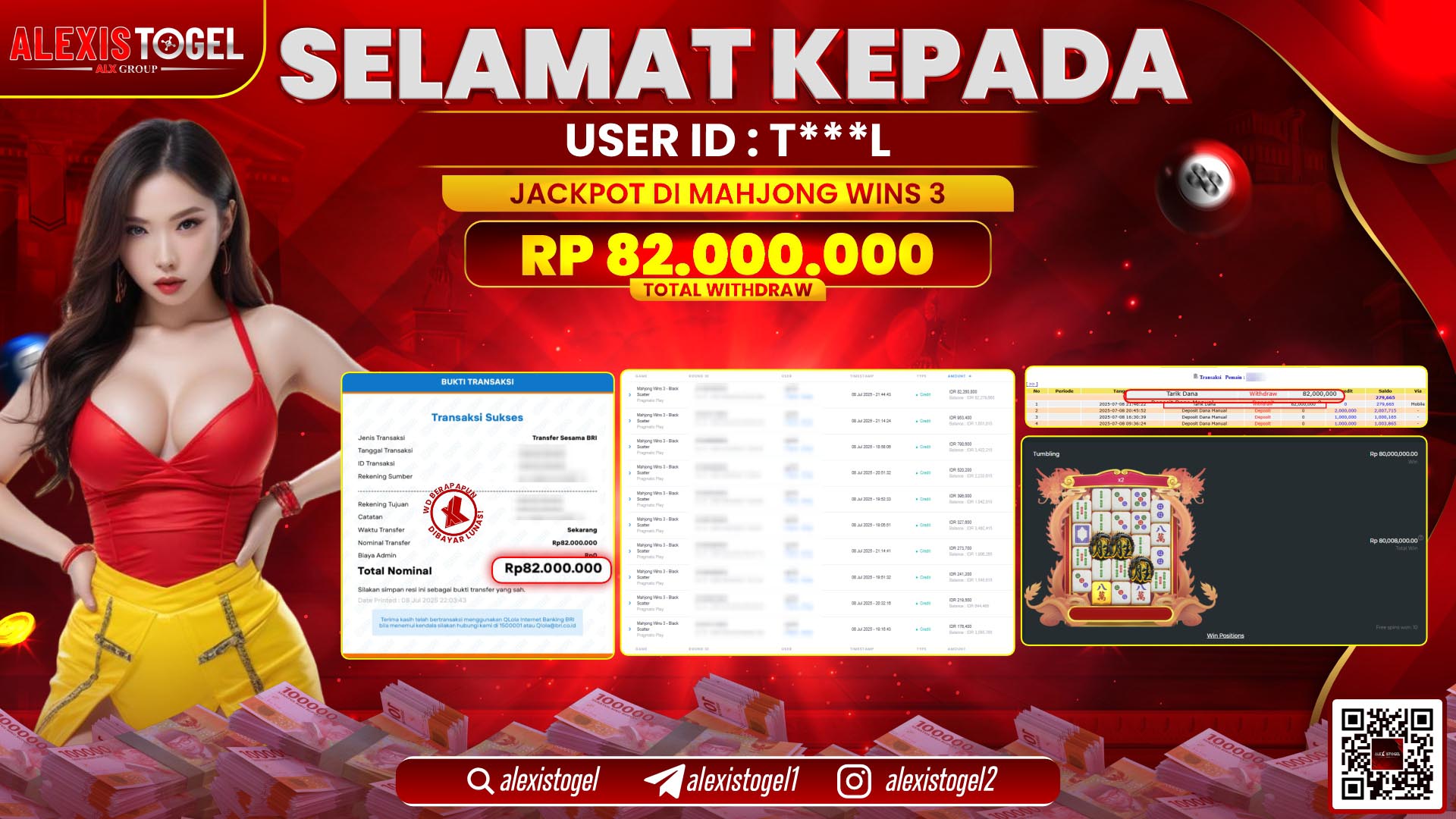 ALEXISTOGEL di SLOT MAHJONG WINS 3 RP.82.000.000 LUNAS