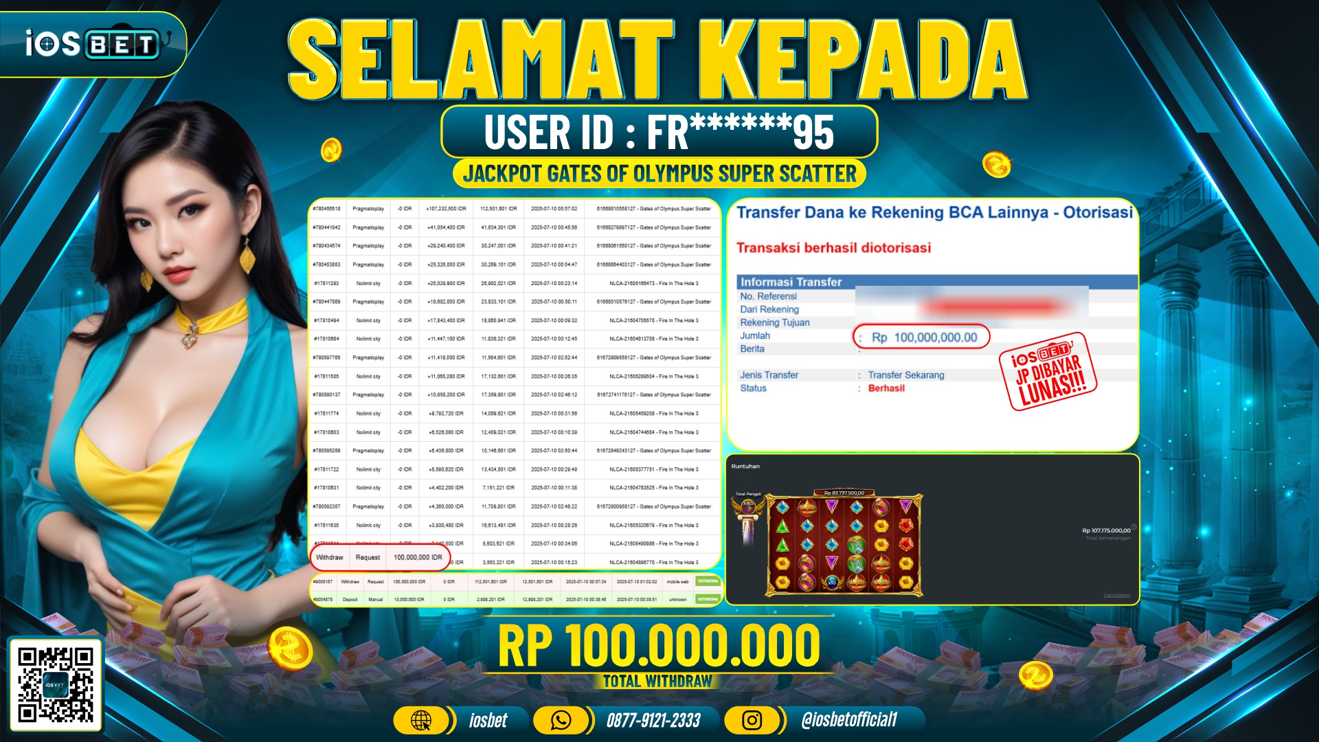 Bukti Pembayaran LUNAS SLOT GAME GACOR Rp.100.000.0000