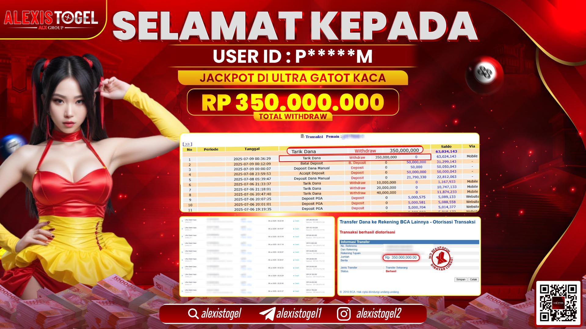 ALEXISTOGEL di SLOT ULTRA GATOT KACA RP.350.000.000 LUNAS