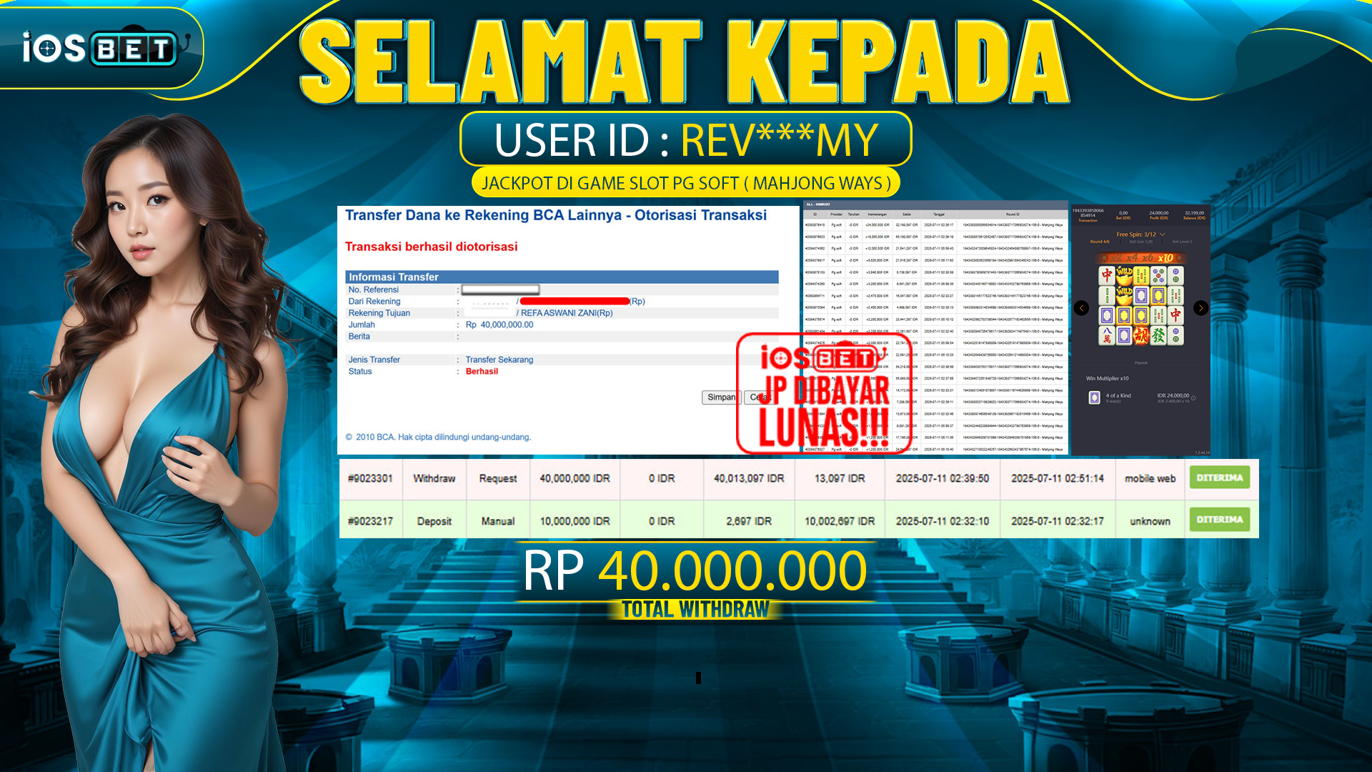 Bukti Pembayaran LUNAS SLOT GAME GACOR Rp.40.000.000