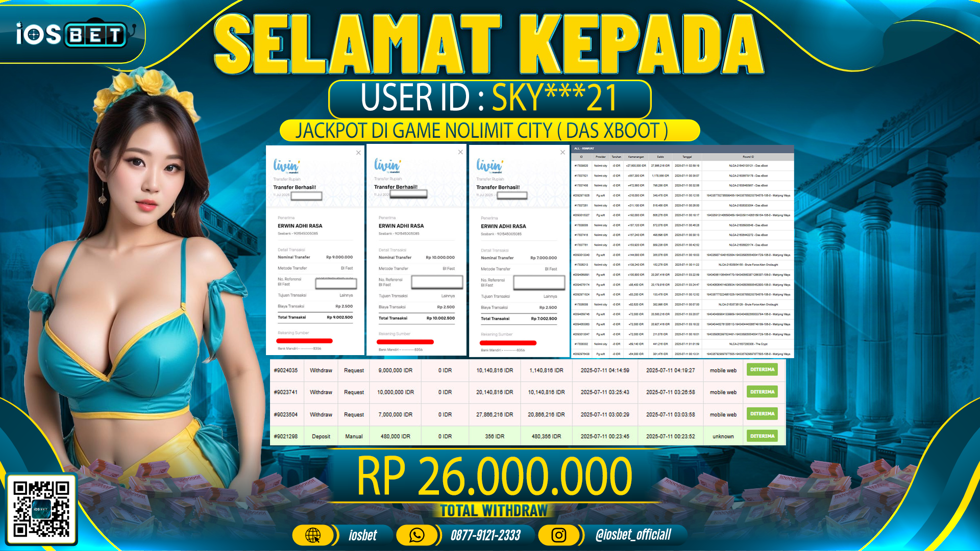 Bukti Pembayaran LUNAS SLOT GAME GACOR Rp.26.000.000
