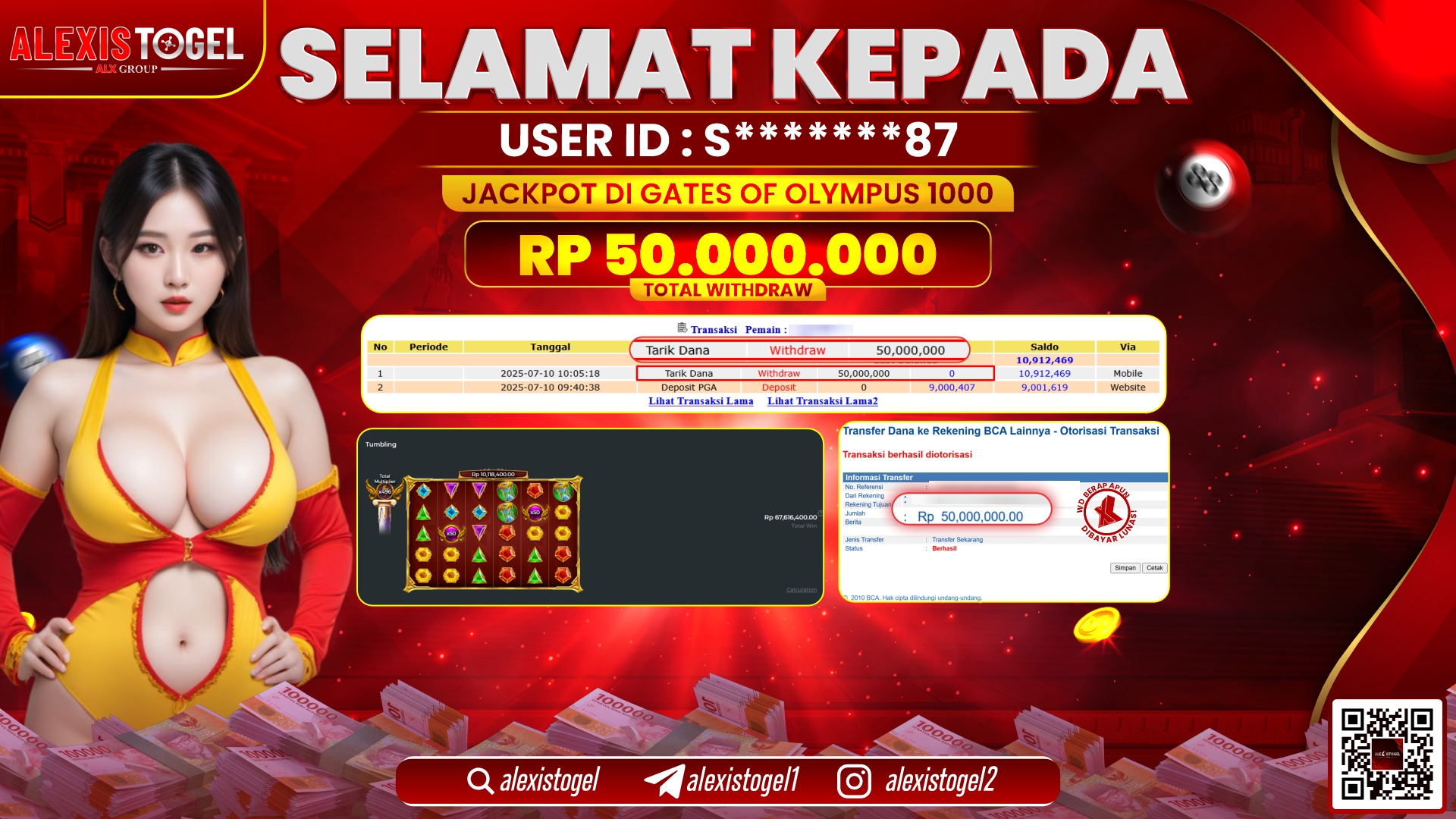 ALEXISTOGEL di SLOT GATES OF OLYMPUS 1000 RP.50.000.000 LUNAS