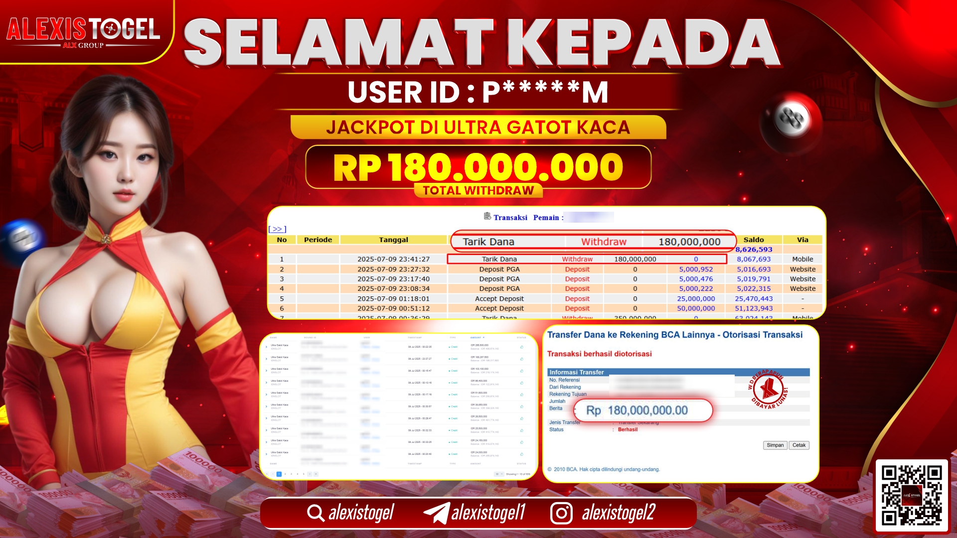 ALEXISTOGEL di SLOT ULTRA GATOT KACA RP.180.000.000 LUNAS