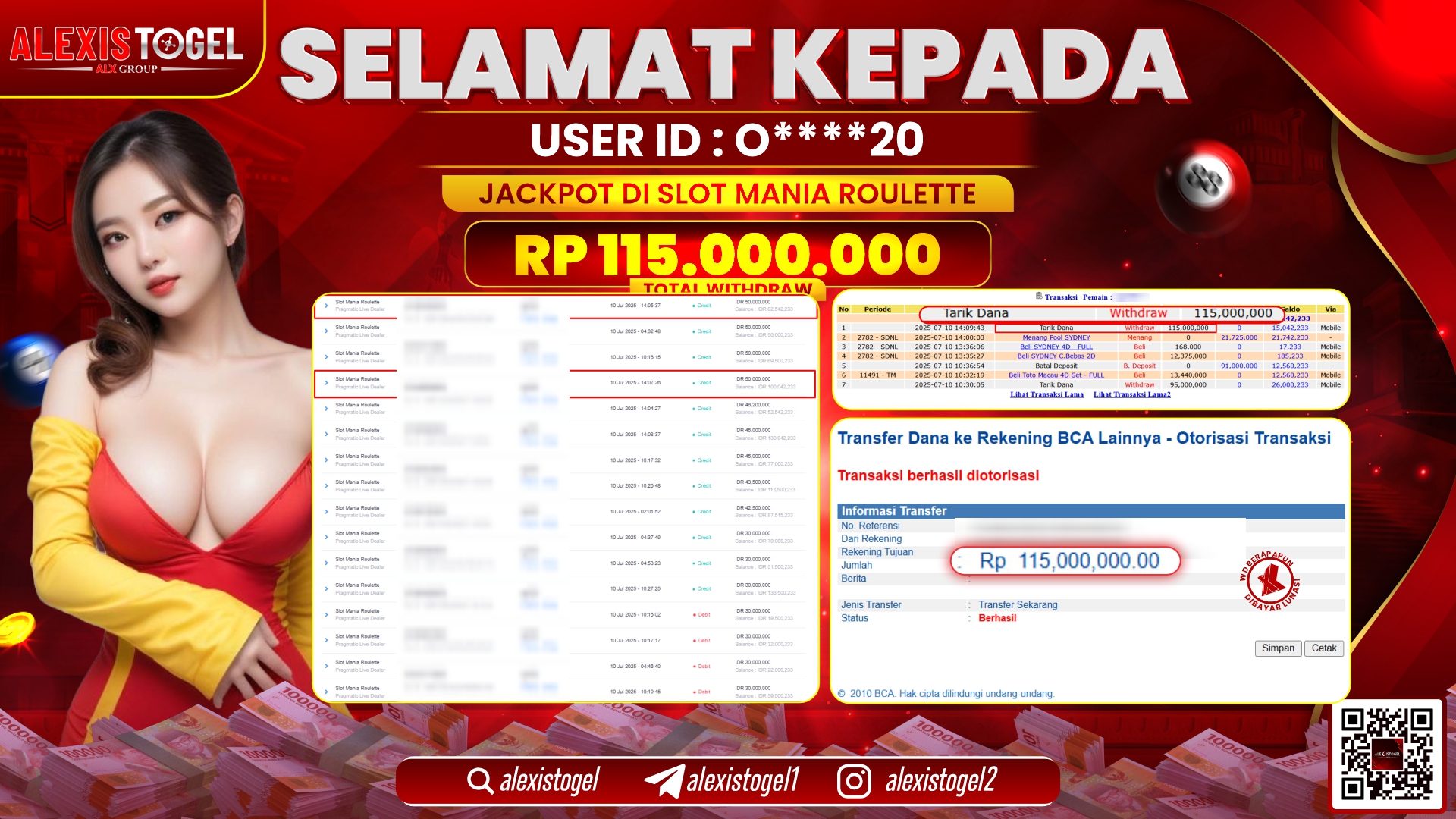 ALEXISTOGEL di SLOT MANIA ROULETTE RP.115.000.000 LUNAS