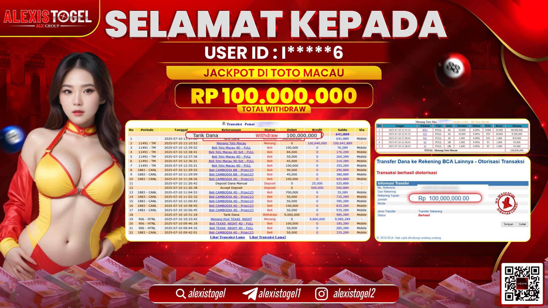 ALEXISTOGEL di TOGEL TOTOMACAU RP.100.000.000 LUNAS