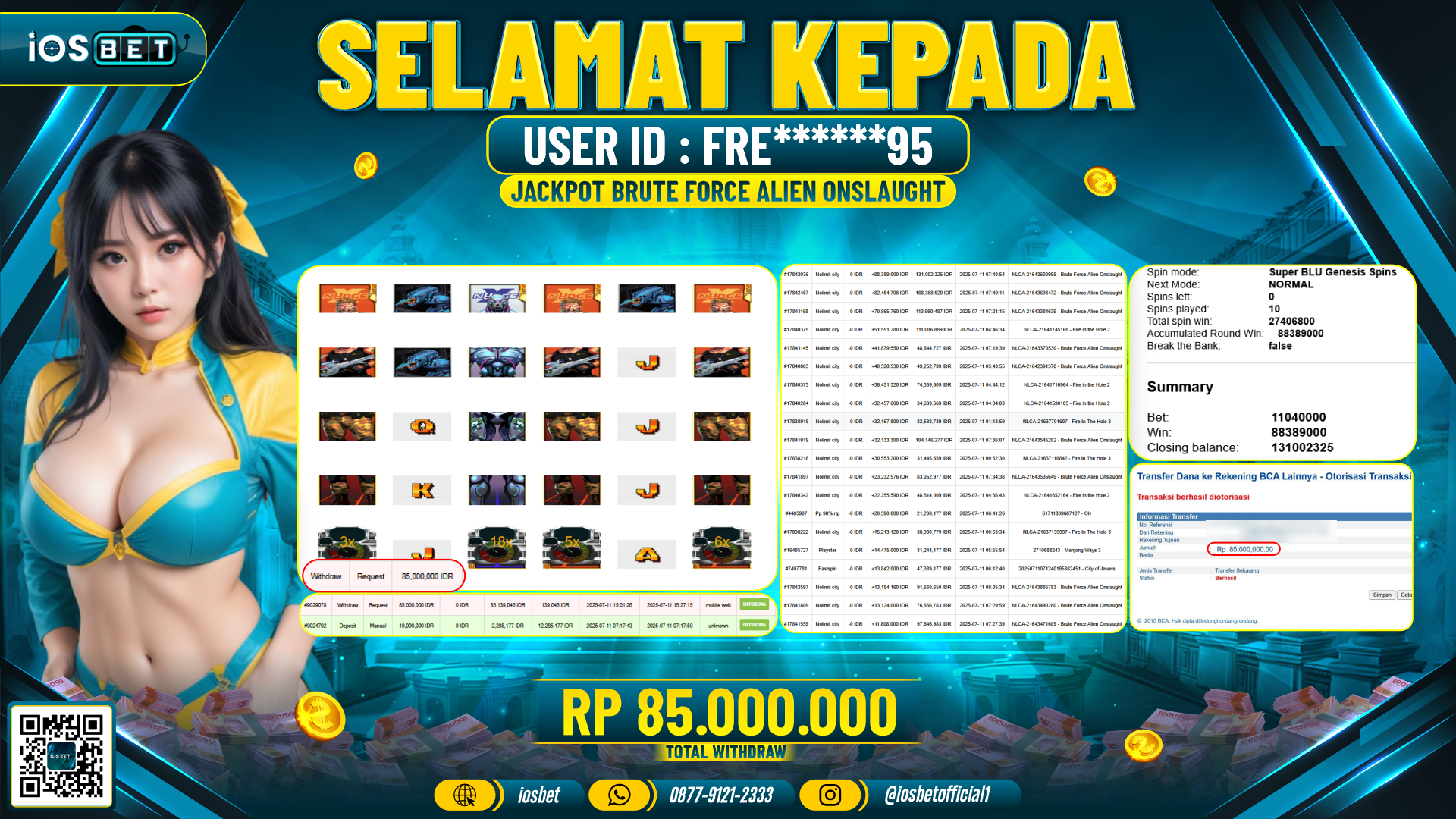 Bukti Pembayaran LUNAS SLOT GAME GACOR Rp.85.000.000
