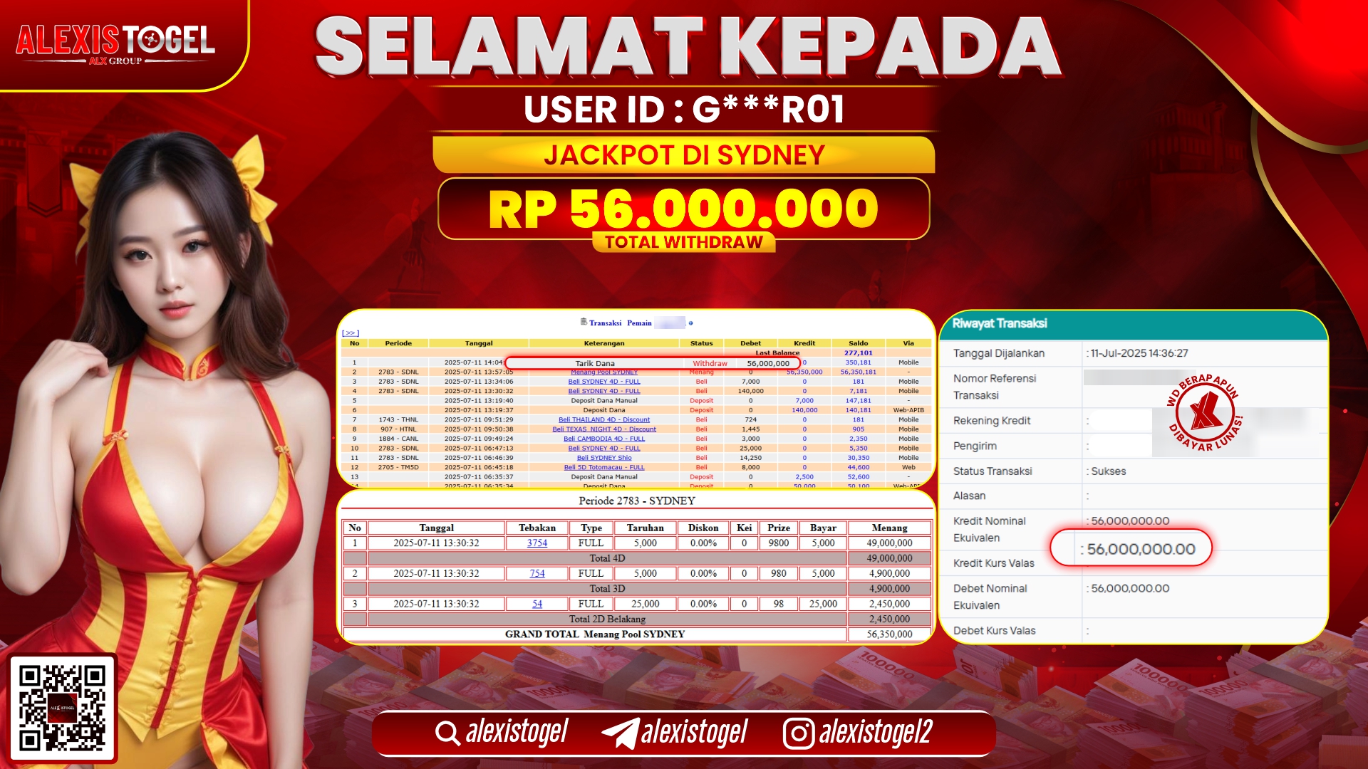 ALEXISTOGEL di TOGEL SYDNEY RP.56.000.000 LUNAS