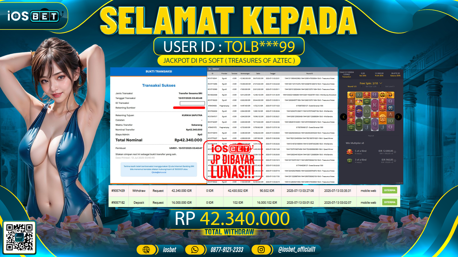 Bukti Pembayaran LUNAS SLOT GAME GACOR Rp.42.340.000