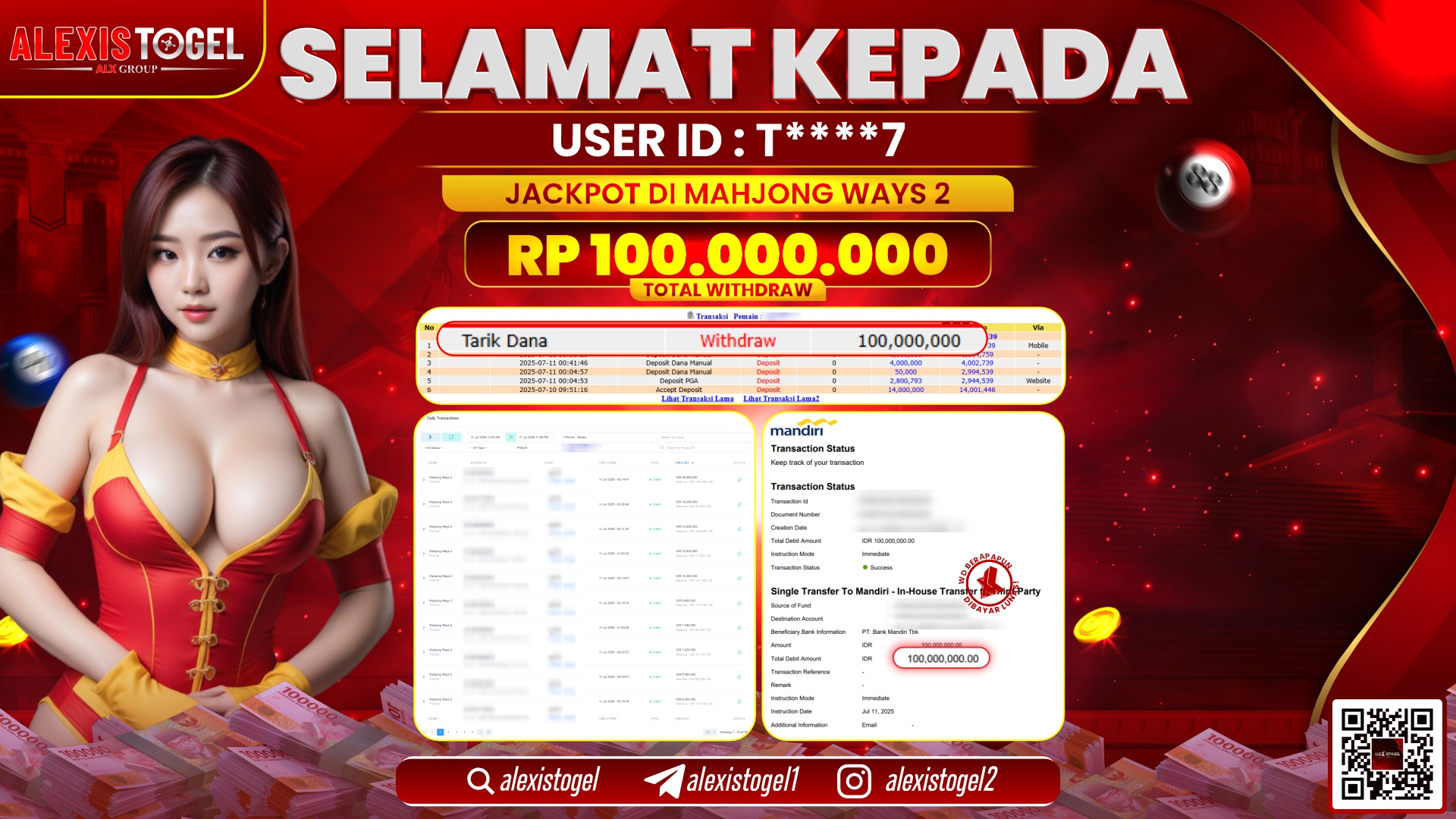 ALEXISTOGEL di SLOT MAHJONG WAYS 2 RP.100.000.000 LUNAS