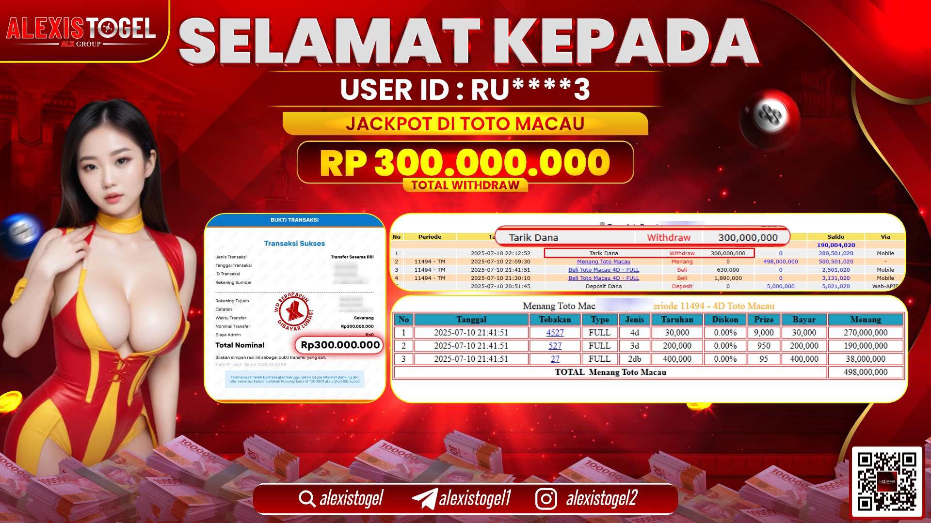 ALEXISTOGEL di TOGEL TOTOMACAU RP.300.000.000 LUNAS
