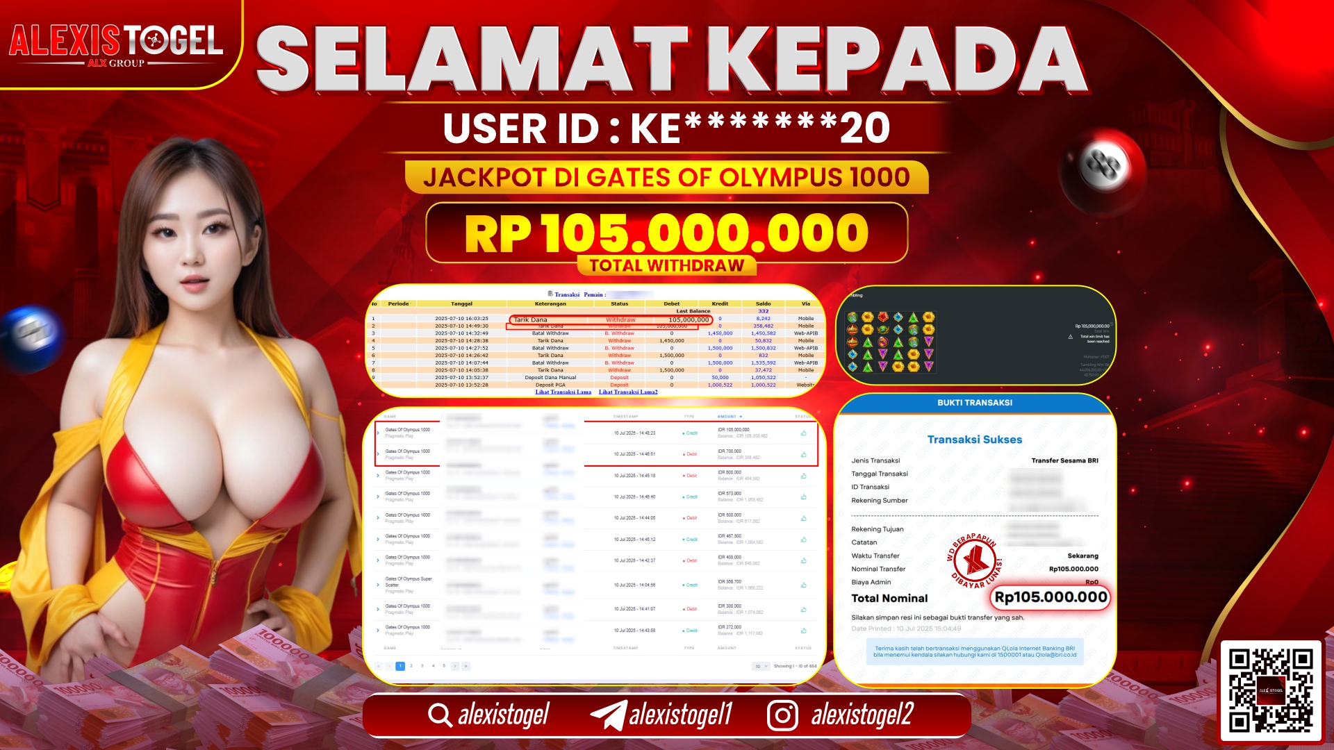 ALEXISTOGEL di SLOT GATES OF OLYMPUS RP.105.000.000 LUNAS