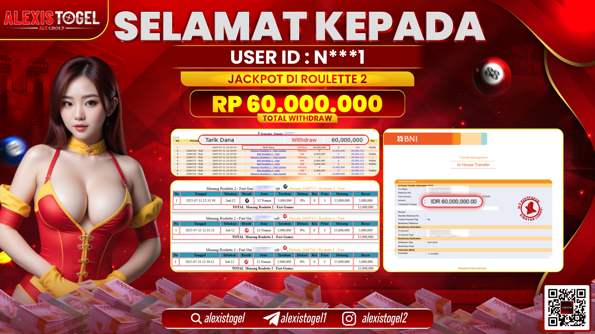 ALEXISTOGEL di CASINO ROULETTE 2 RP.60.000.000 LUNAS