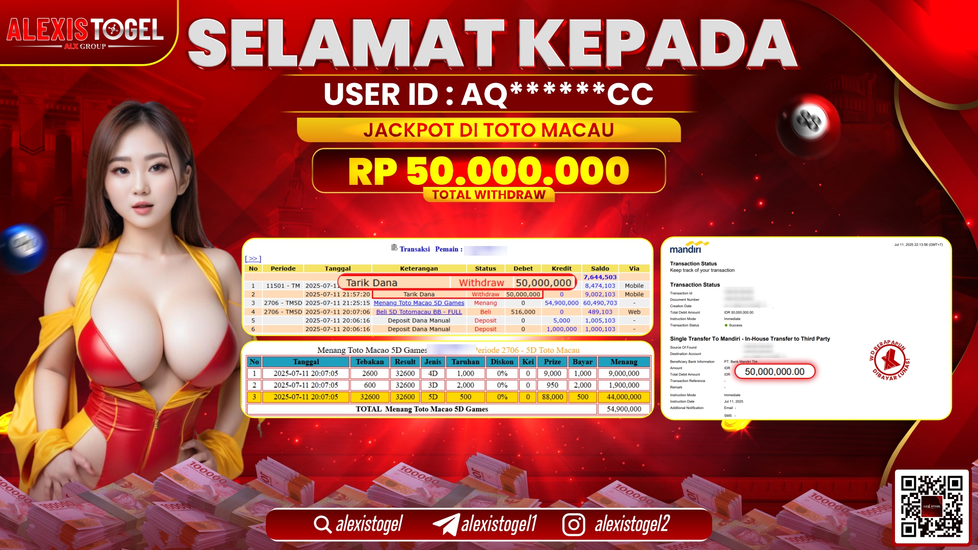 ALEXISTOGEL di TOGEL TOTOMACAU RP.50.000.000 LUNAS