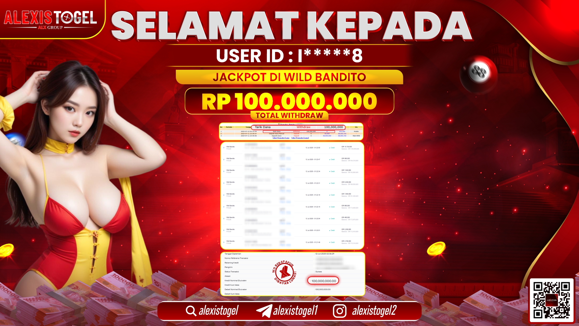 ALEXISTOGEL di SLOT WILD BANDITO RP.100.000.000 LUNAS