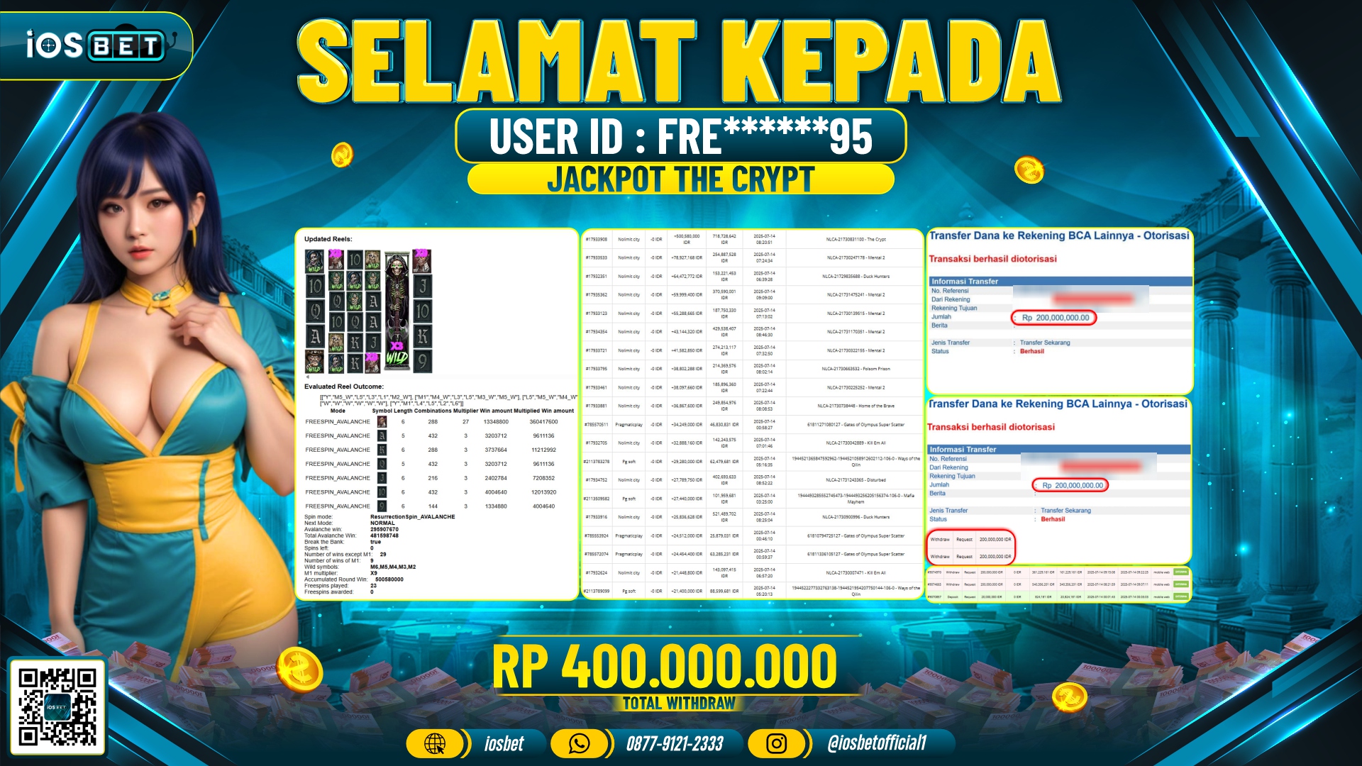 Bukti Pembayaran LUNAS SLOT GAME GACOR Rp.400.000.000