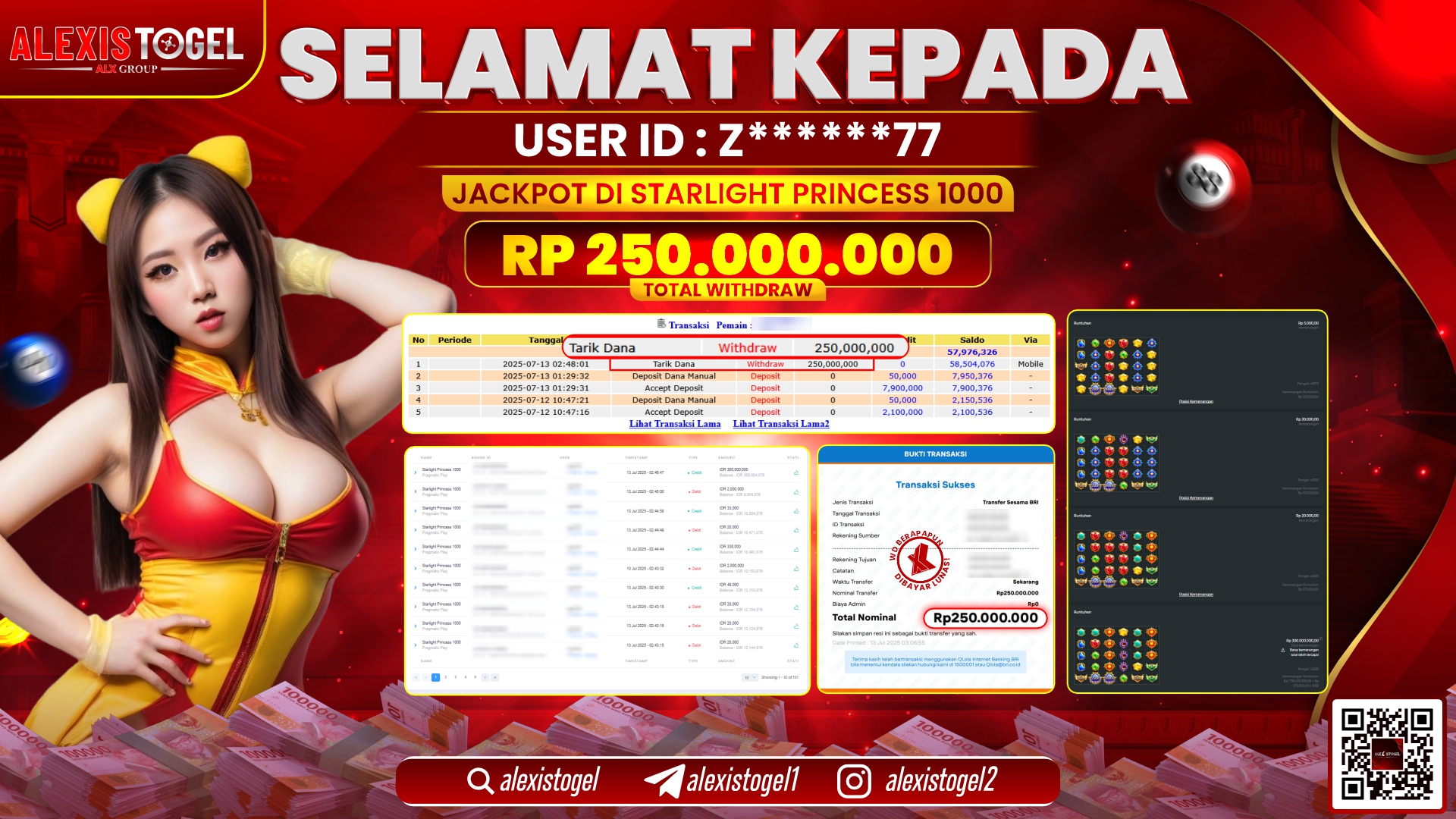 ALEXISTOGEL di SLOT STARLIGHT PRINCESS 1000 RP.250.000.000 LUNAS