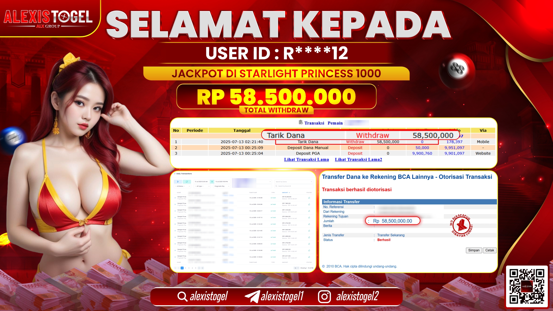 ALEXISTOGEL di SLOT STARLIGHT PRINCESS RP.58.500.000 LUNAS