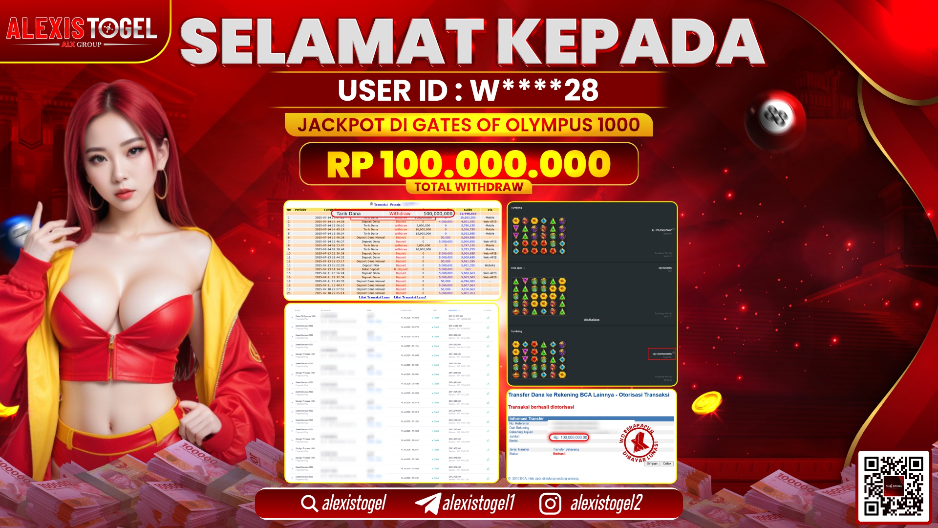 ALEXISTOGEL di SLOT GATES OF OLYMPUS RP.100.000.000 LUNAS