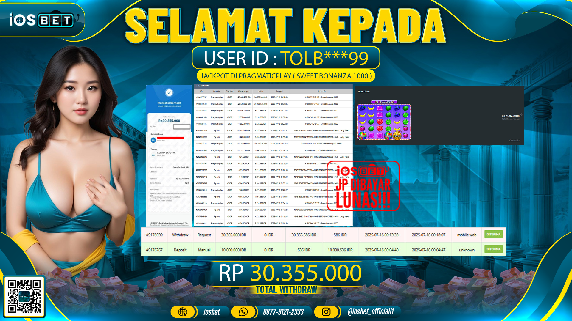 Bukti Pembayaran LUNAS SLOT GAME GACOR Rp.30.355.000