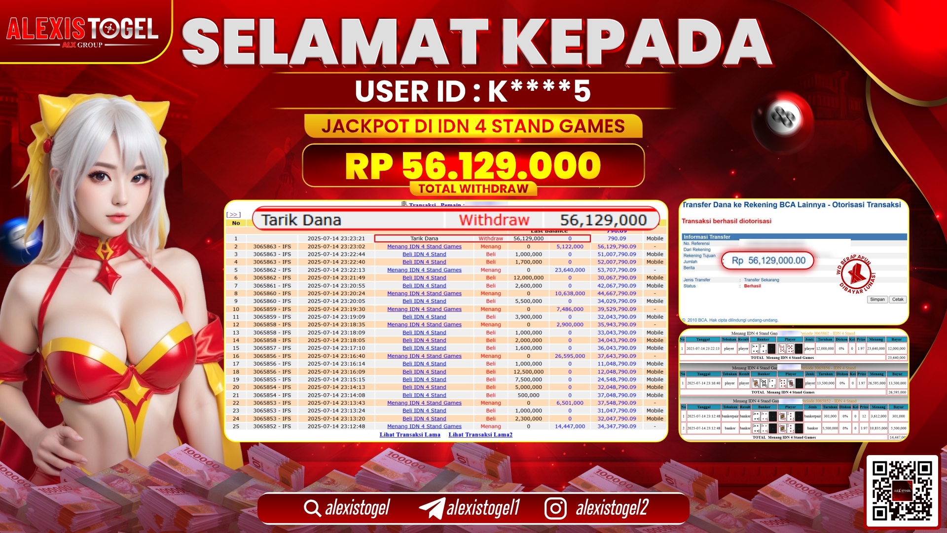 ALEXISTOGEL di IDN 4 STAND GAMES RP.56.129.000 LUNAS