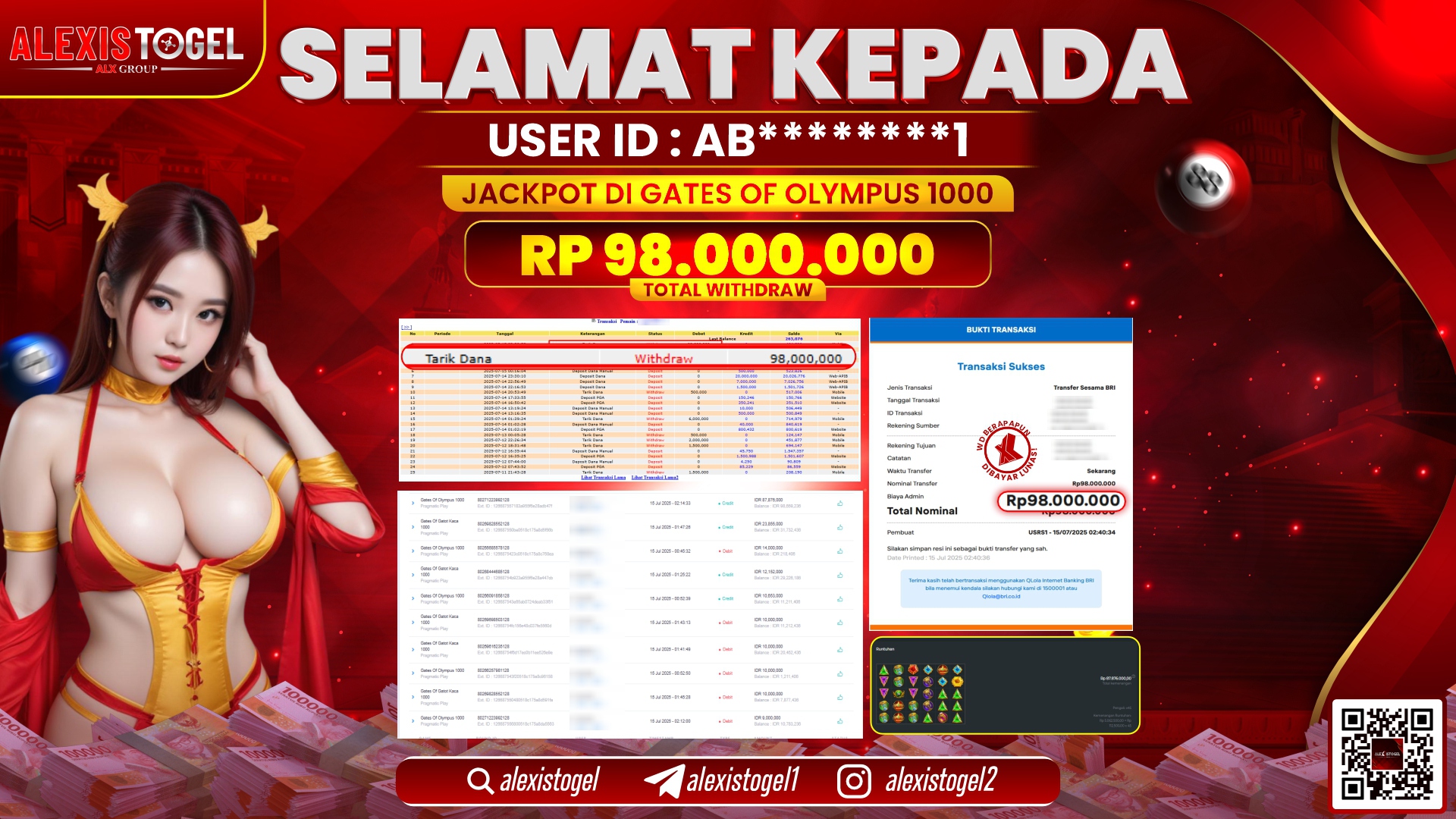 ALEXISTOGEL di SLOT GATES OF OLYMPUS 1000 RP.98.000.000 LUNAS