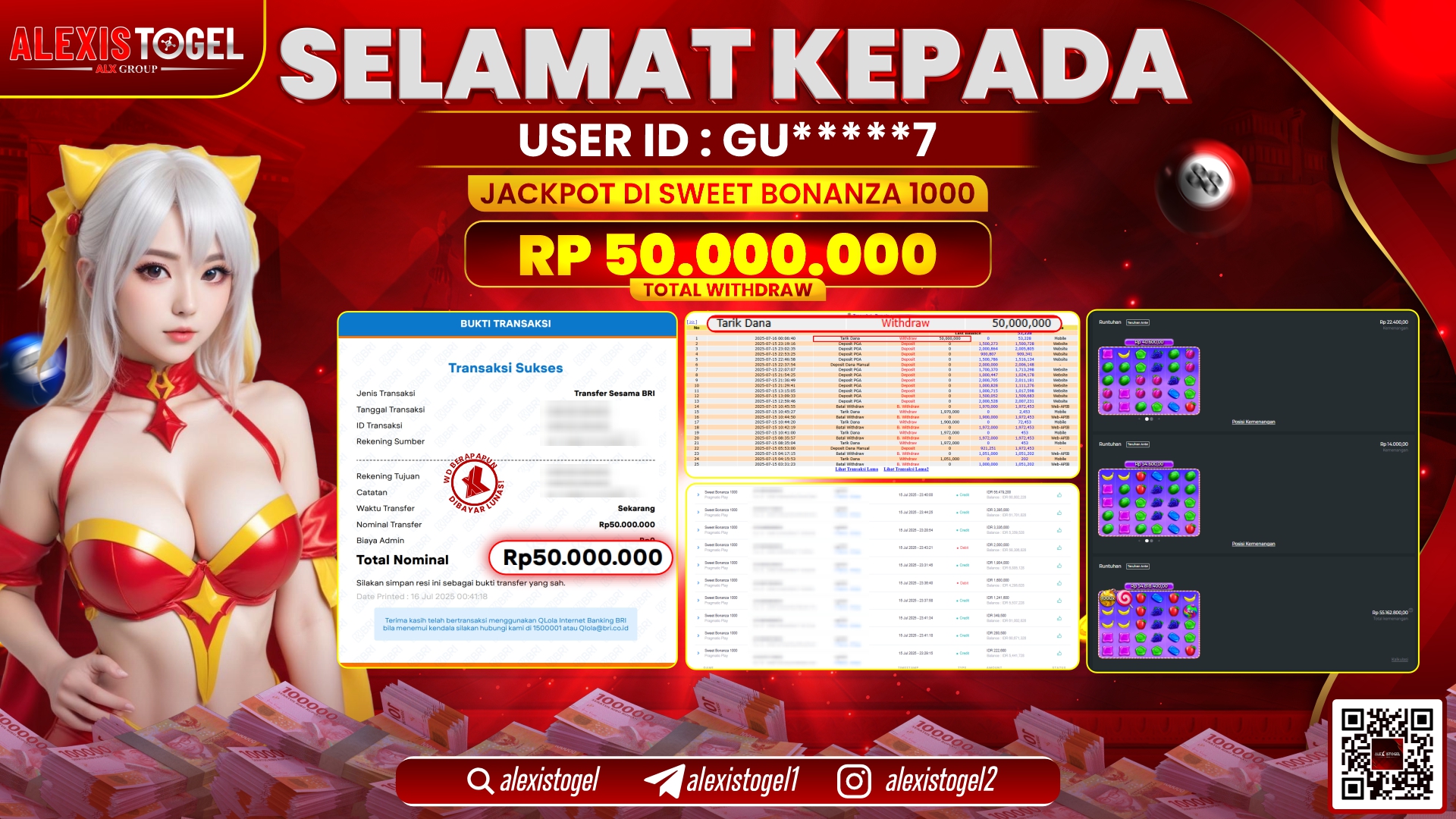 ALEXISTOGEL di SLOT SWEET BONANZA RP.50.000.000 LUNAS