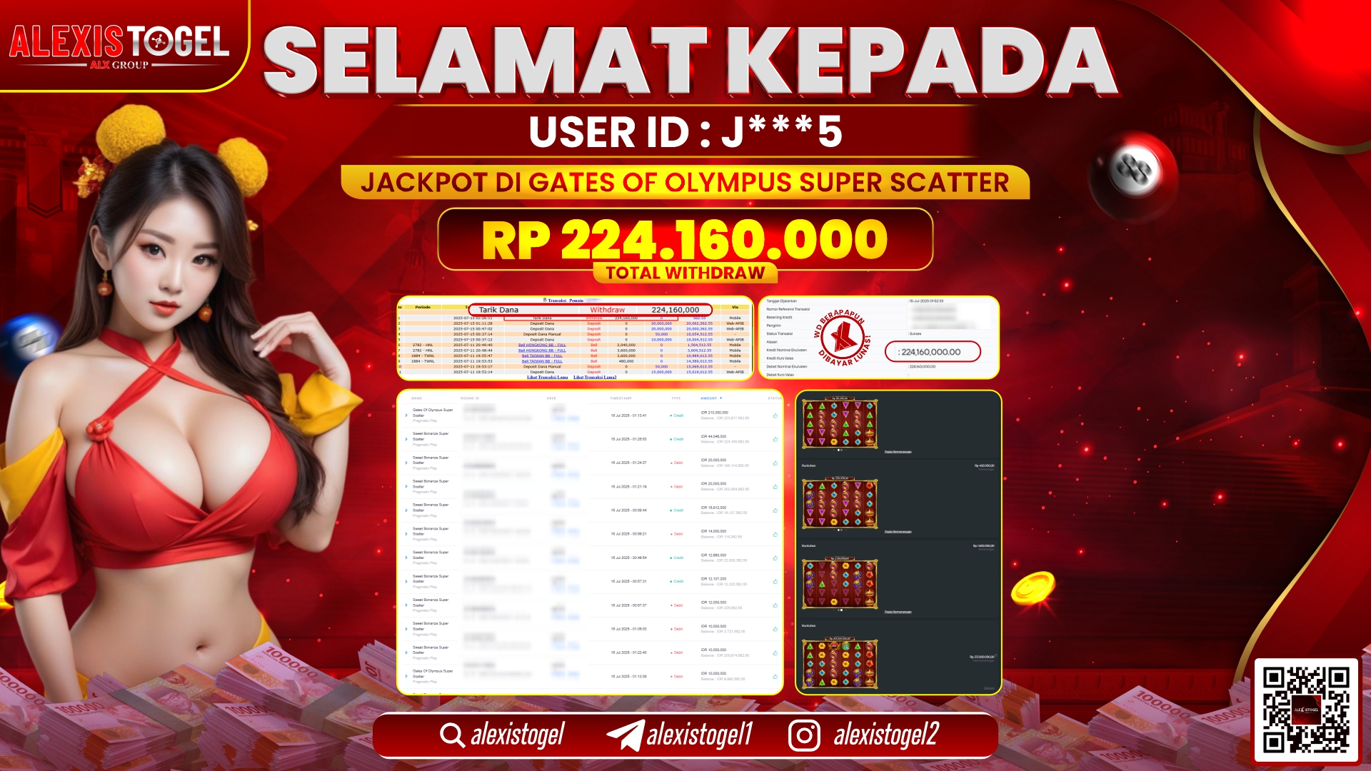 ALEXISTOGEL di SLOT GATES OF OLYMPUS SUPER SCATTER RP.224.160.000 LUNAS