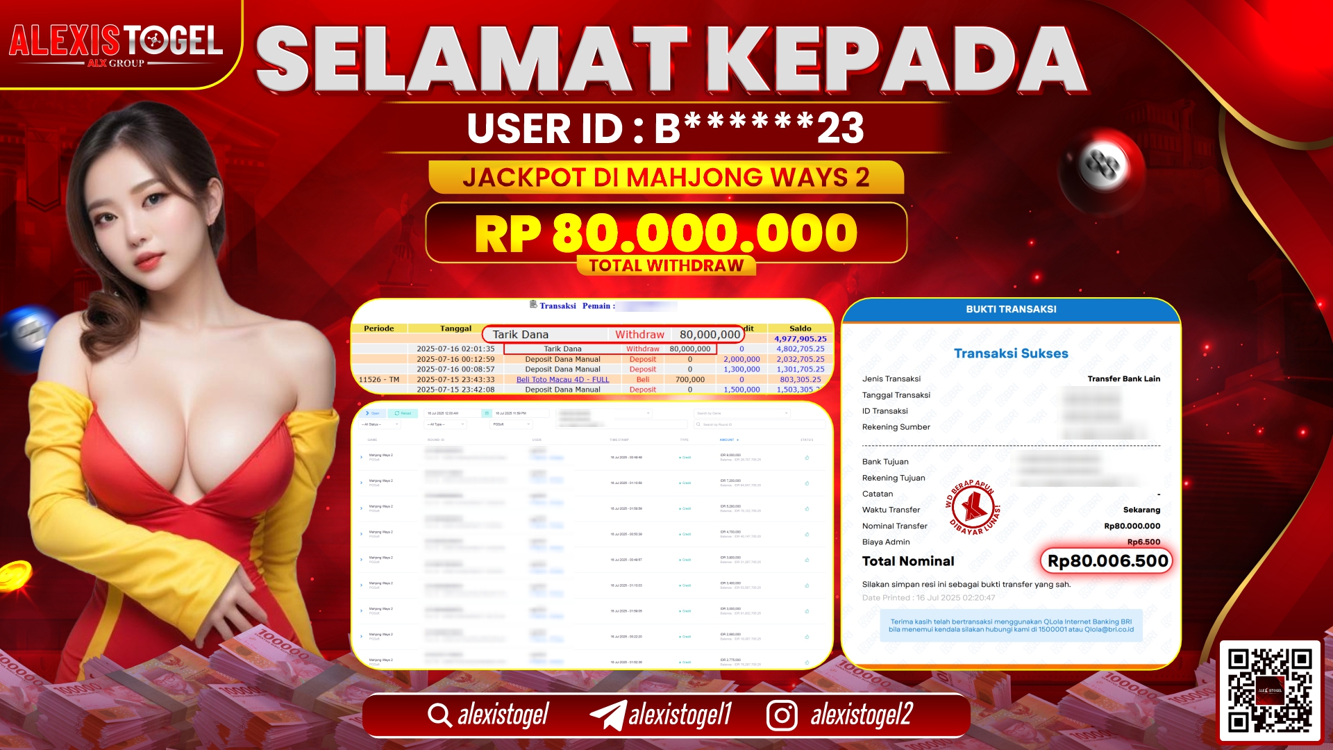 ALEXISTOGEL di SLOT MAHJONG WAYS 2 RP.80.000.000 LUNAS