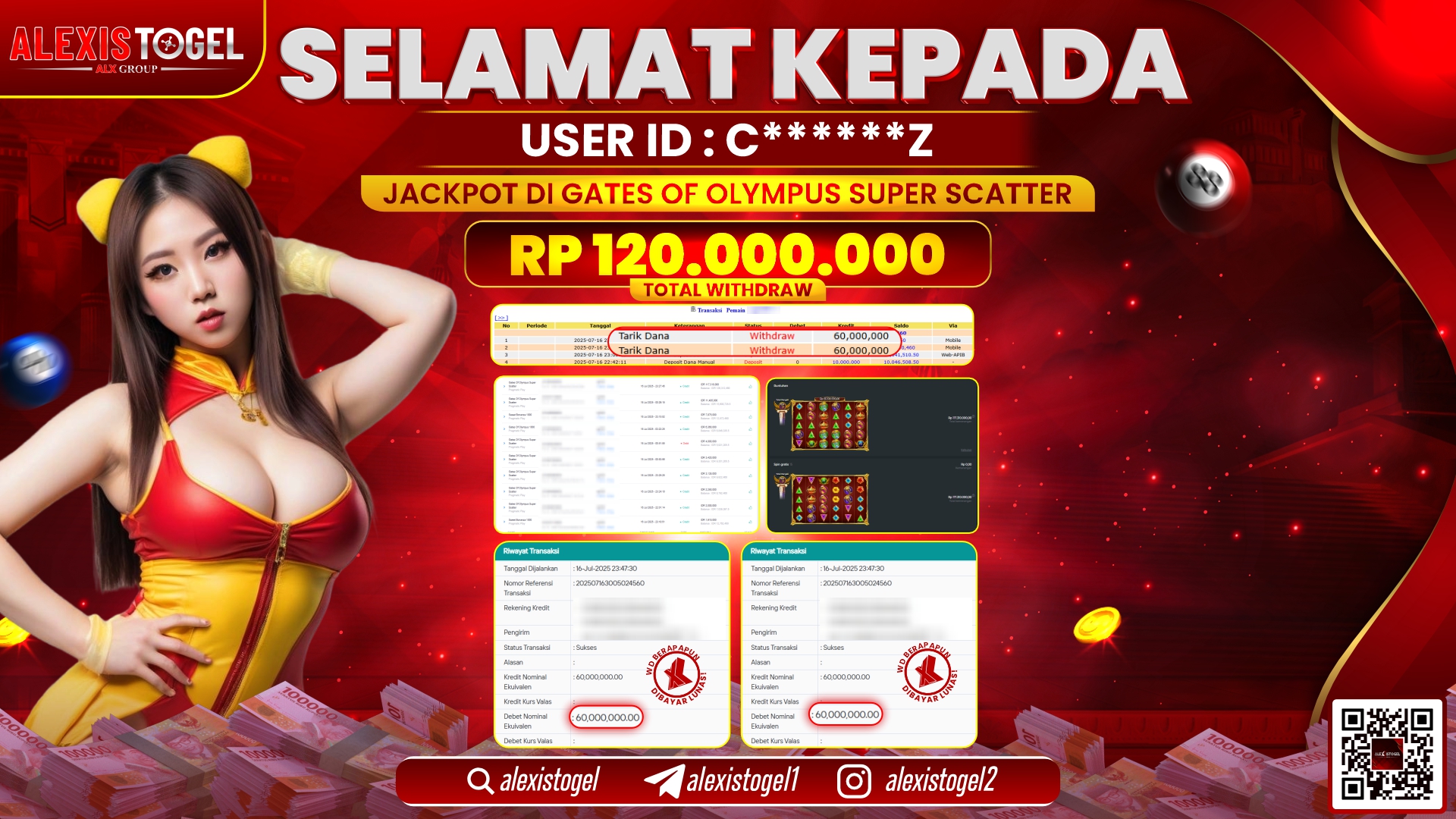 ALEXISTOGEL di SLOT GATES OF OLYMPUS SUPER SCATTER RP.120.000.000 LUNAS