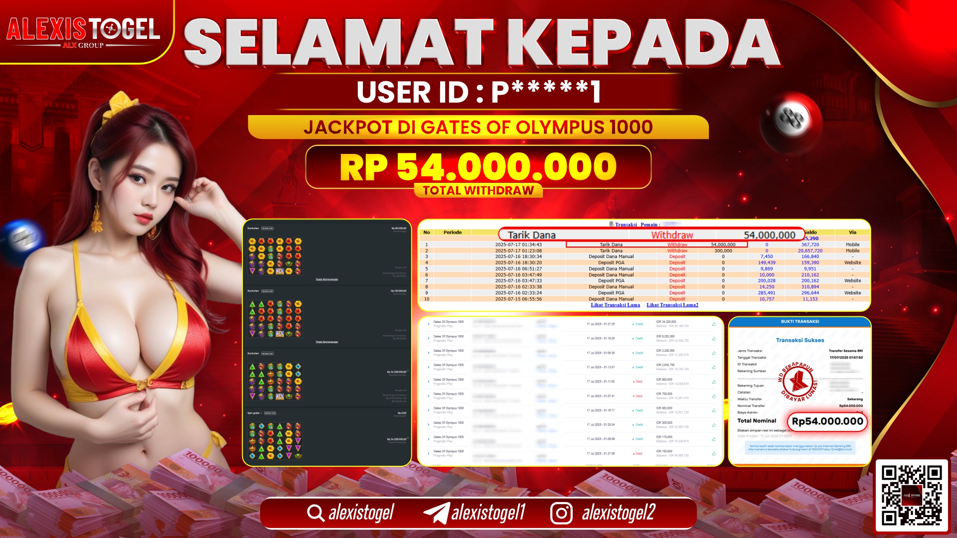 ALEXISTOGEL di SLOT GATES OF OLYMPUS 1000 RP.54.000.000 LUNAS