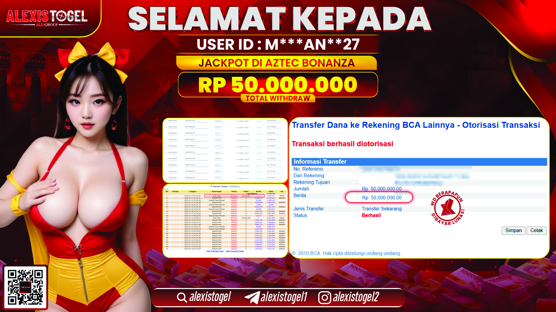 ALEXISTOGEL di SLOT AZTEC BONANZA RP.50.000.000 LUNAS