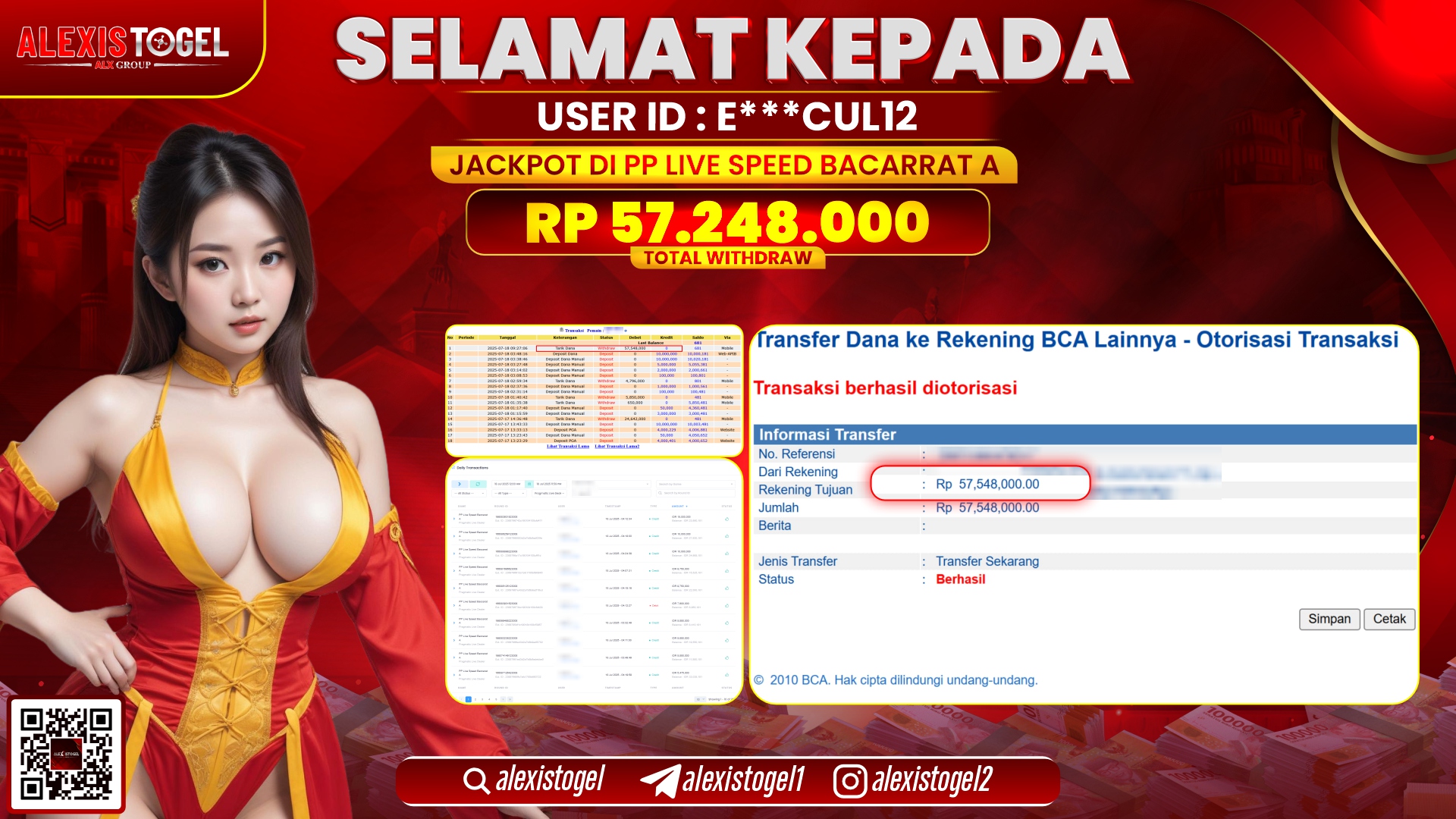 ALEXISTOGEL di PP LIVE SPEED BACCARAT RP.57.248.000 LUNAS