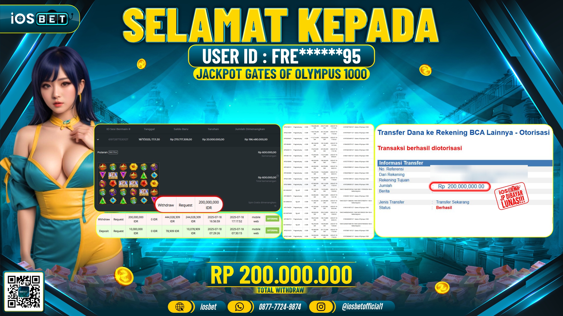 Bukti Pembayaran LUNAS SLOT GAME GACOR Rp.200.000.000