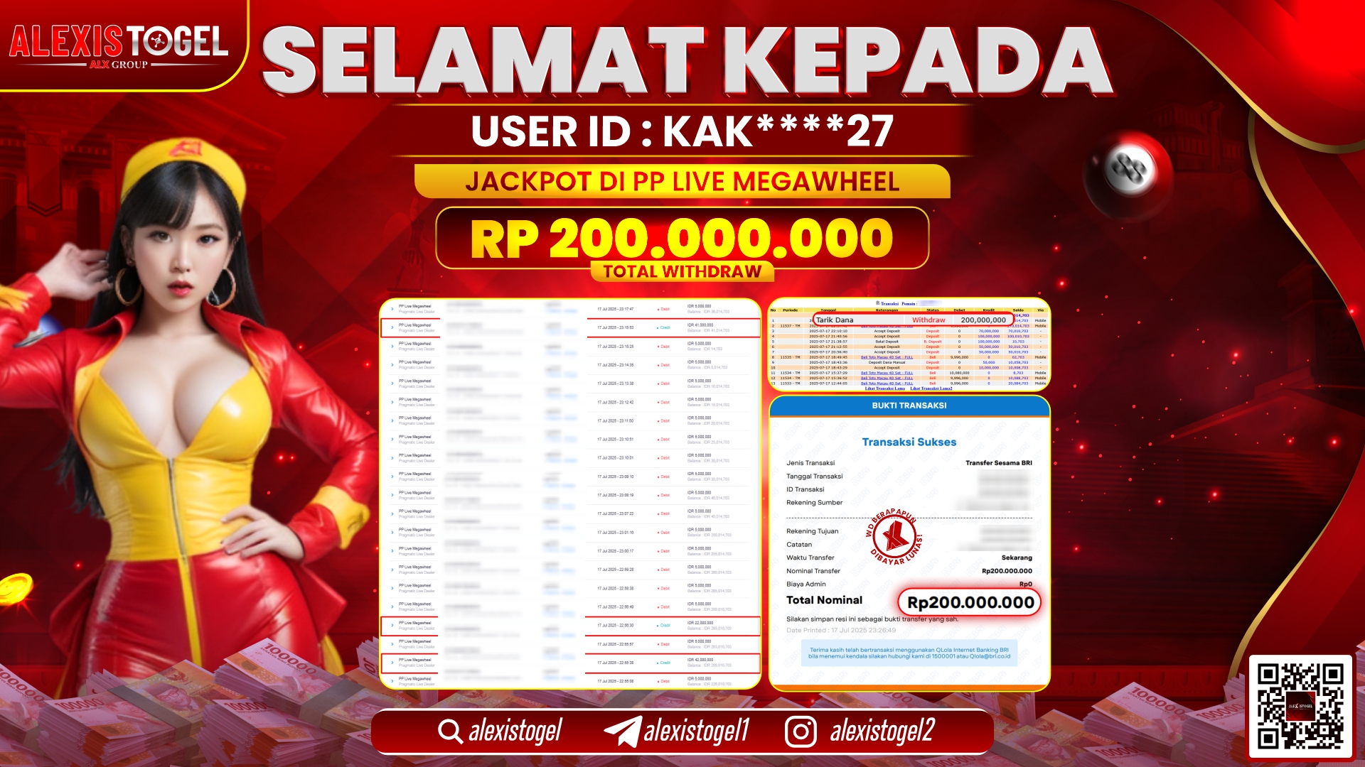 ALEXISTOGEL di PP LIVE MEGAWHEEL RP.200.000.000 LUNAS